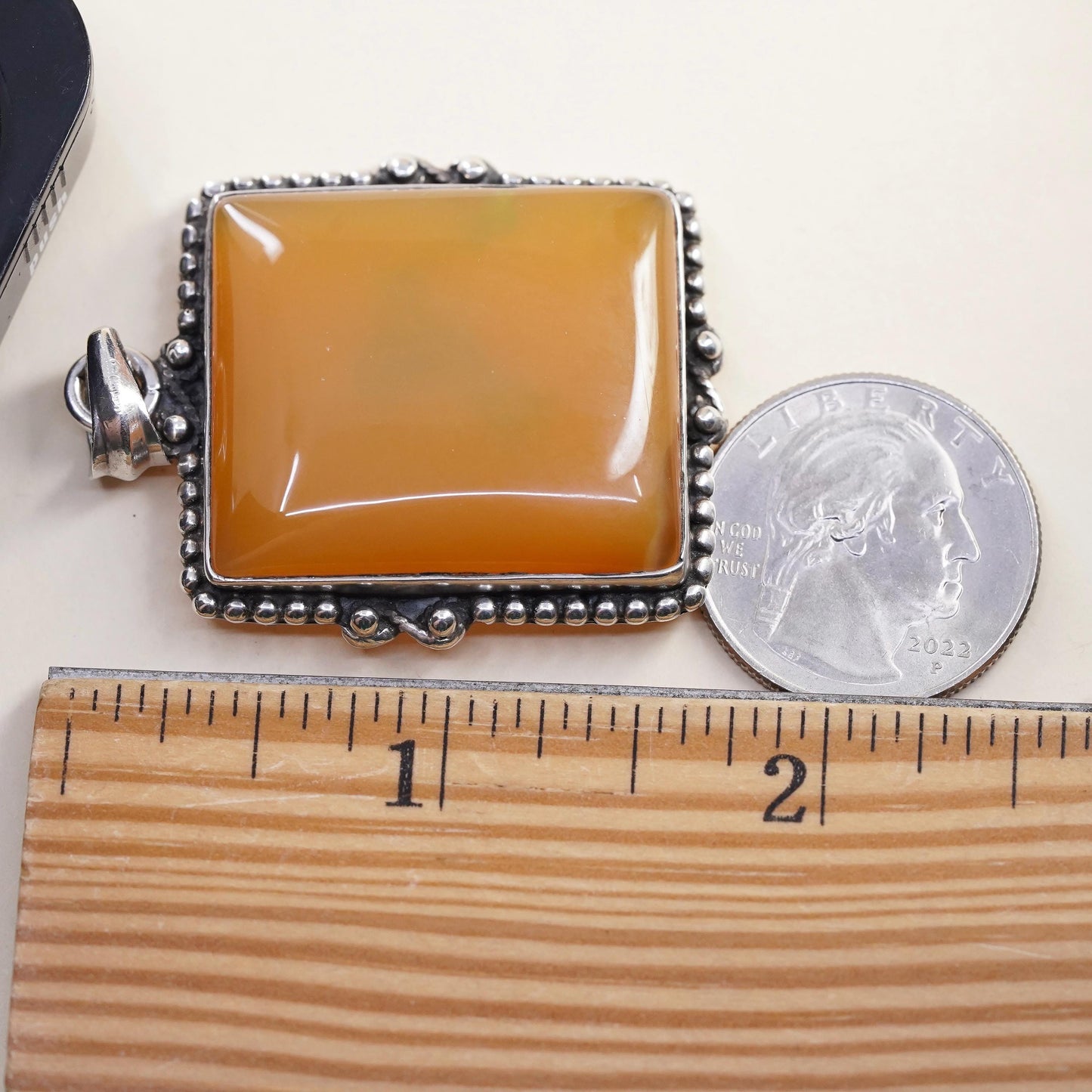 Sterling 925 Silver Orange Agate Pendant, handmade Large Carnelian Chalcedony