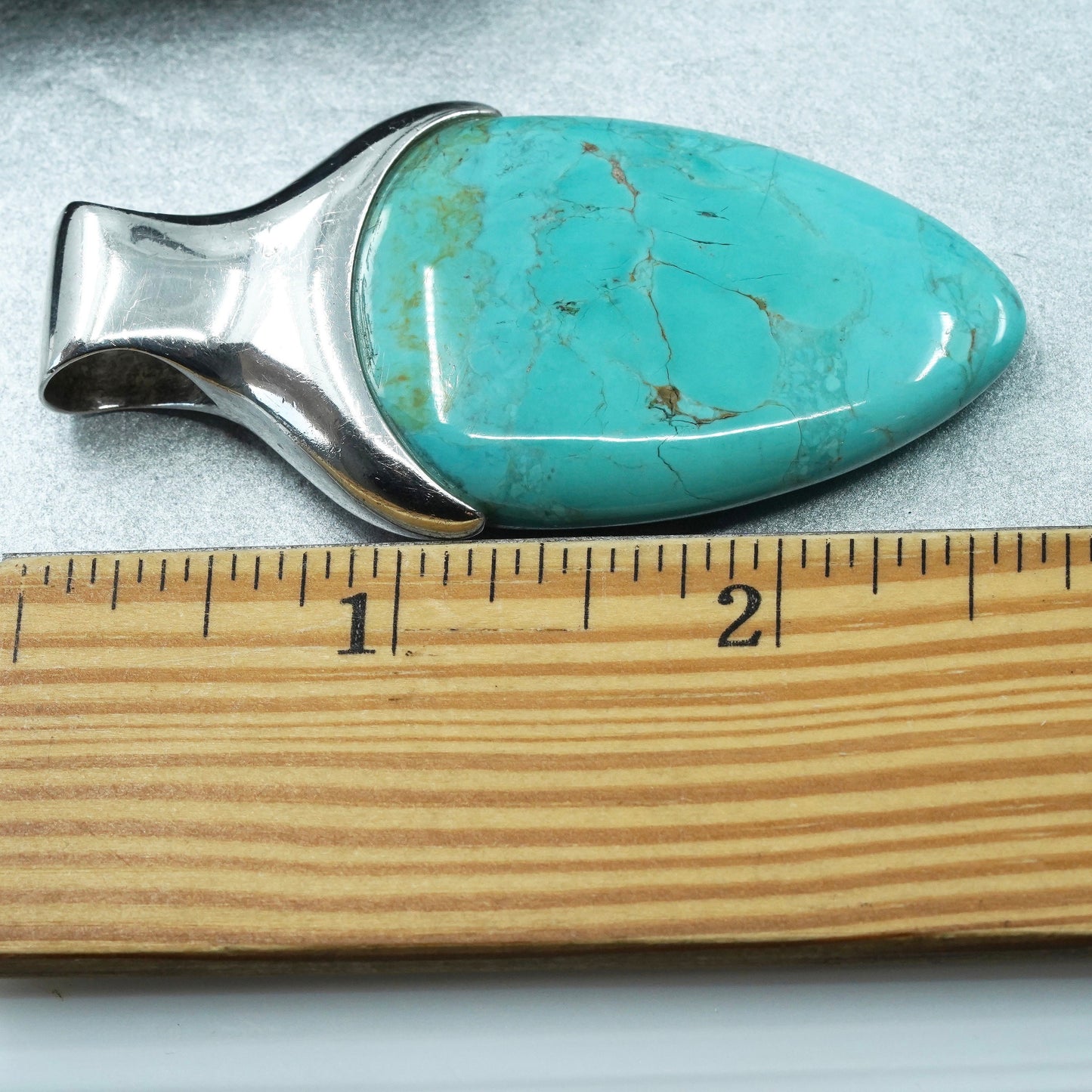 Vintage Barse sterling 925 silver handmade huge turquoise pendant charm