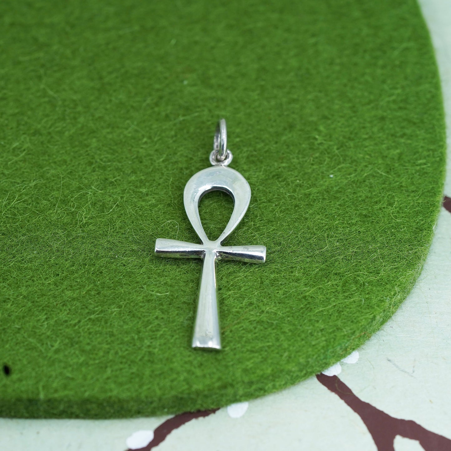 Vintage Sterling silver handmade pendant, 925 silver Egyptian ankh