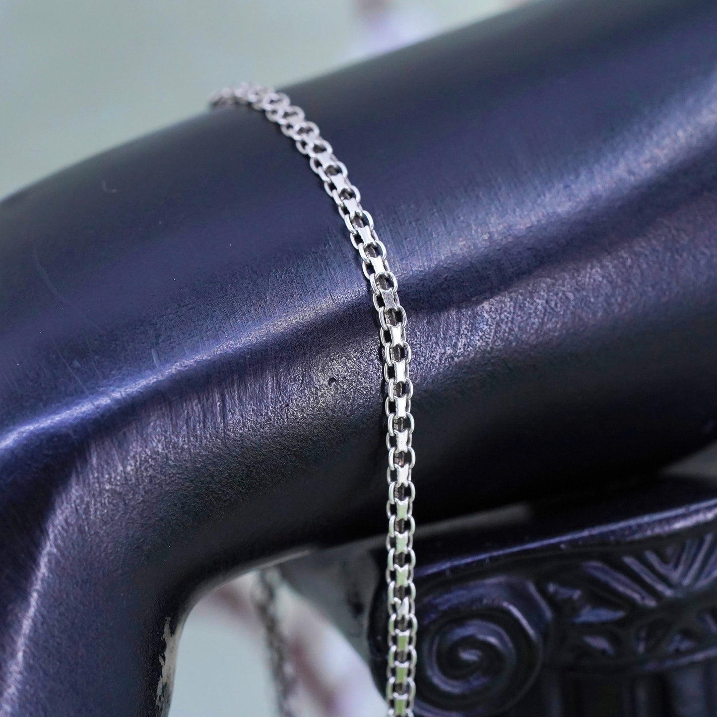 8" 3mm, Vintage sterling 925 silver bracelet, Italy anchor chain