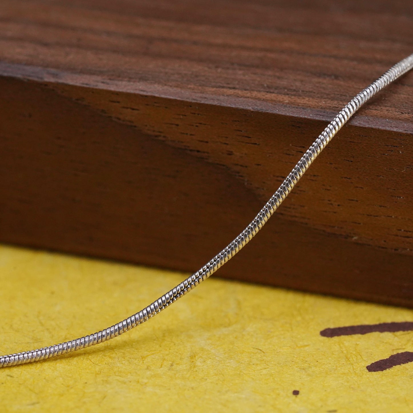 28” 1mm, vintage Sterling silver necklace, Italy 925 snake chain