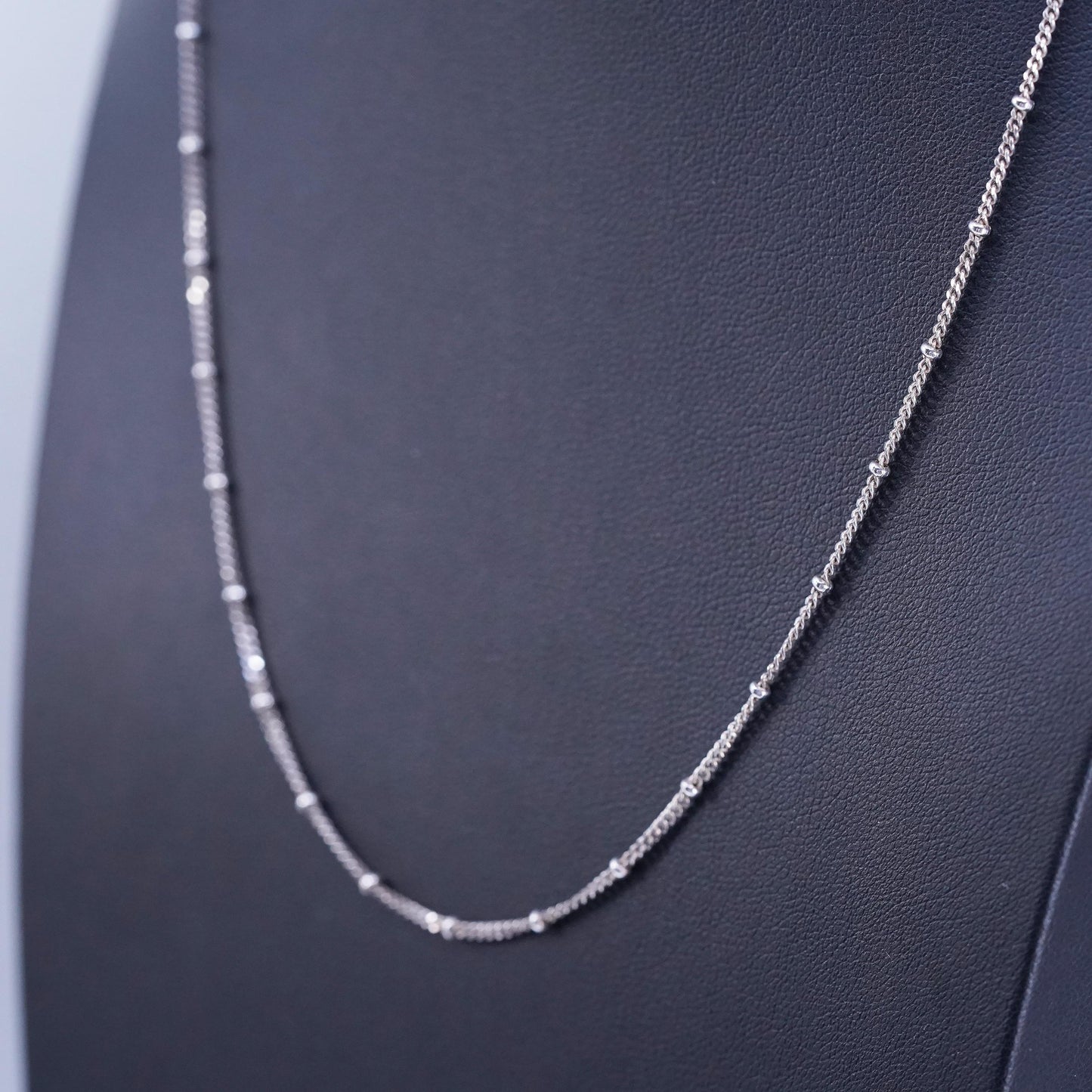 18” 2mm, vintage Italian Sterling 925 silver twisted curb chain necklace beads