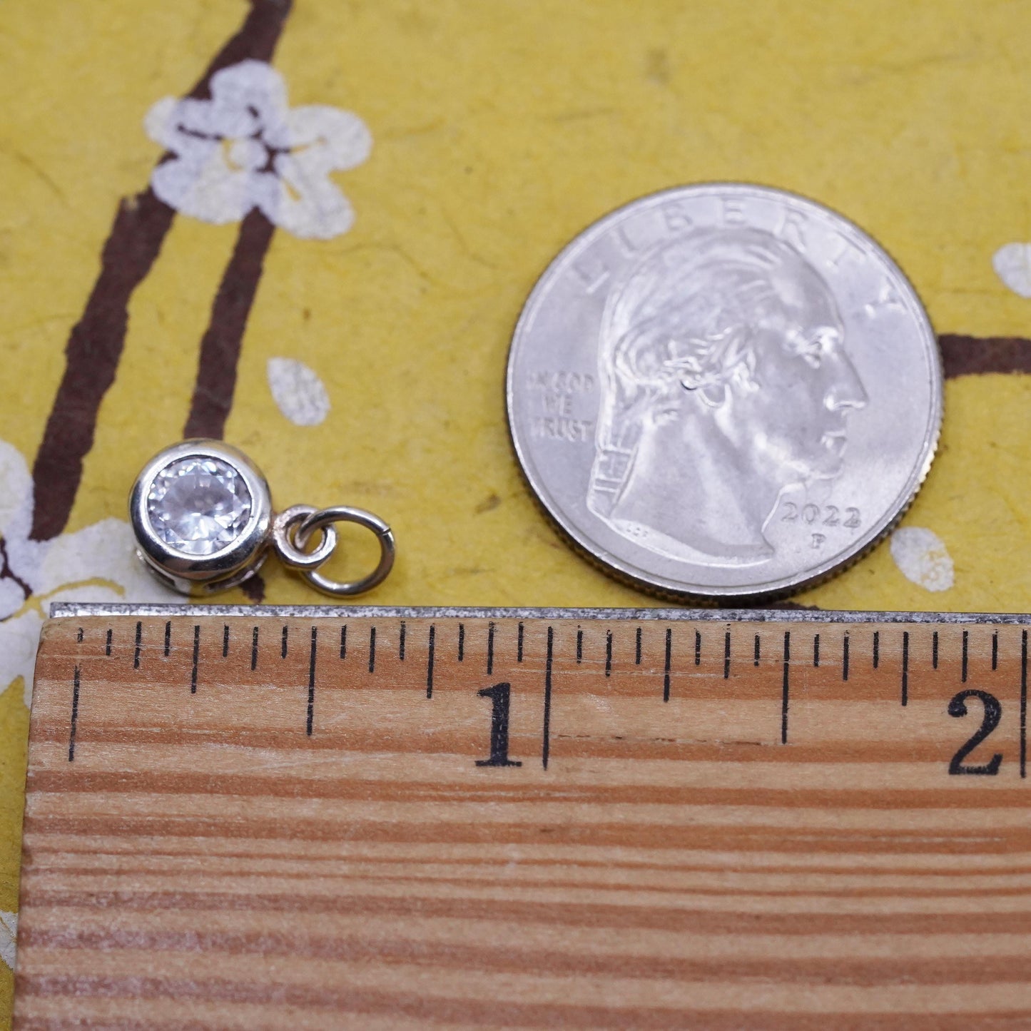 Vintage Sterling 925 silver handmade tiny pendant with cz