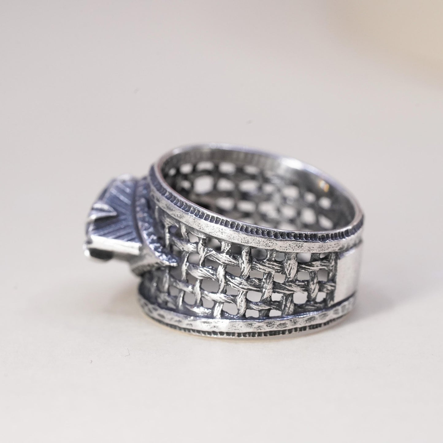 Size 7.5, Silpada 925 Sterling Silver Cubic Zirconia Filigree Ring CZ R1737