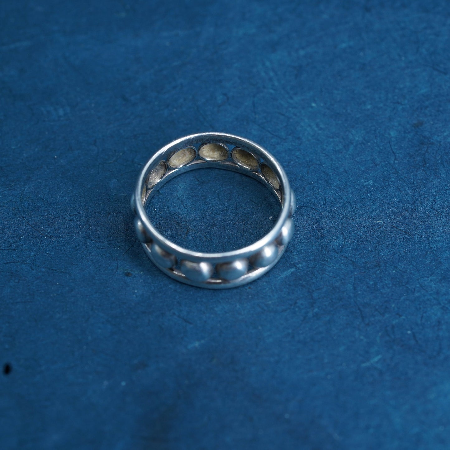 Size 6.75, vintage Sterling silver handmade ring, 925 beaded band
