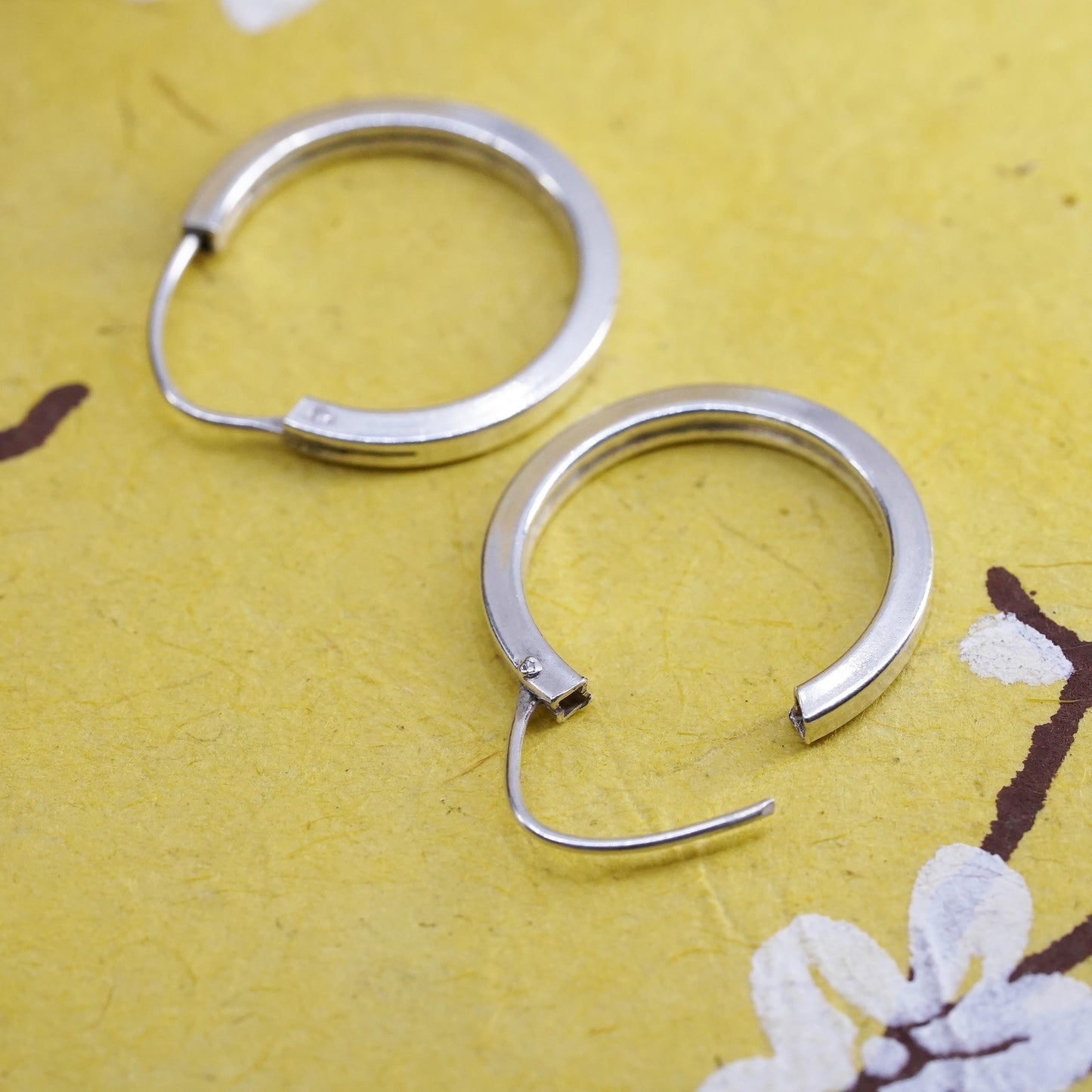 1", vintage Sterling silver handmade earrings, 925 silver hoops