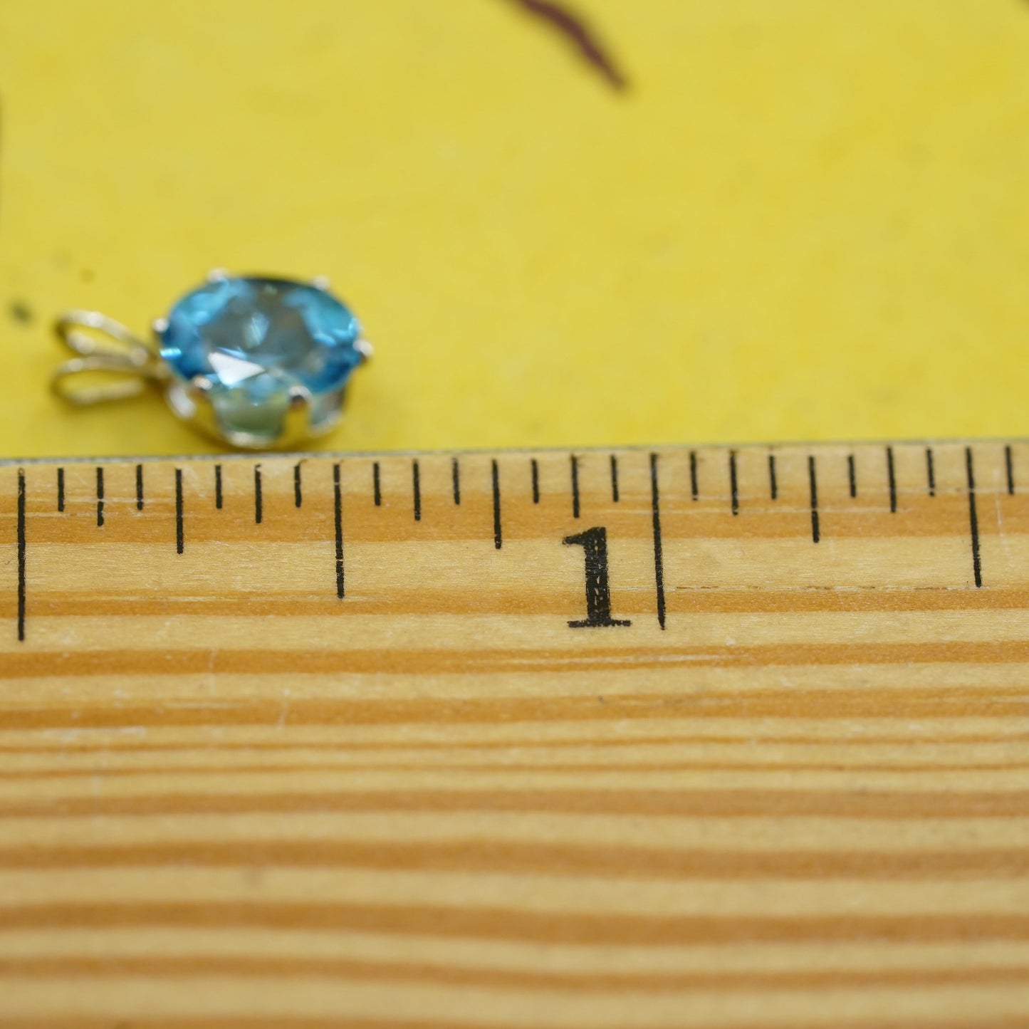 Vintage Sterling silver pendant, solid 925 silver with blue topaz