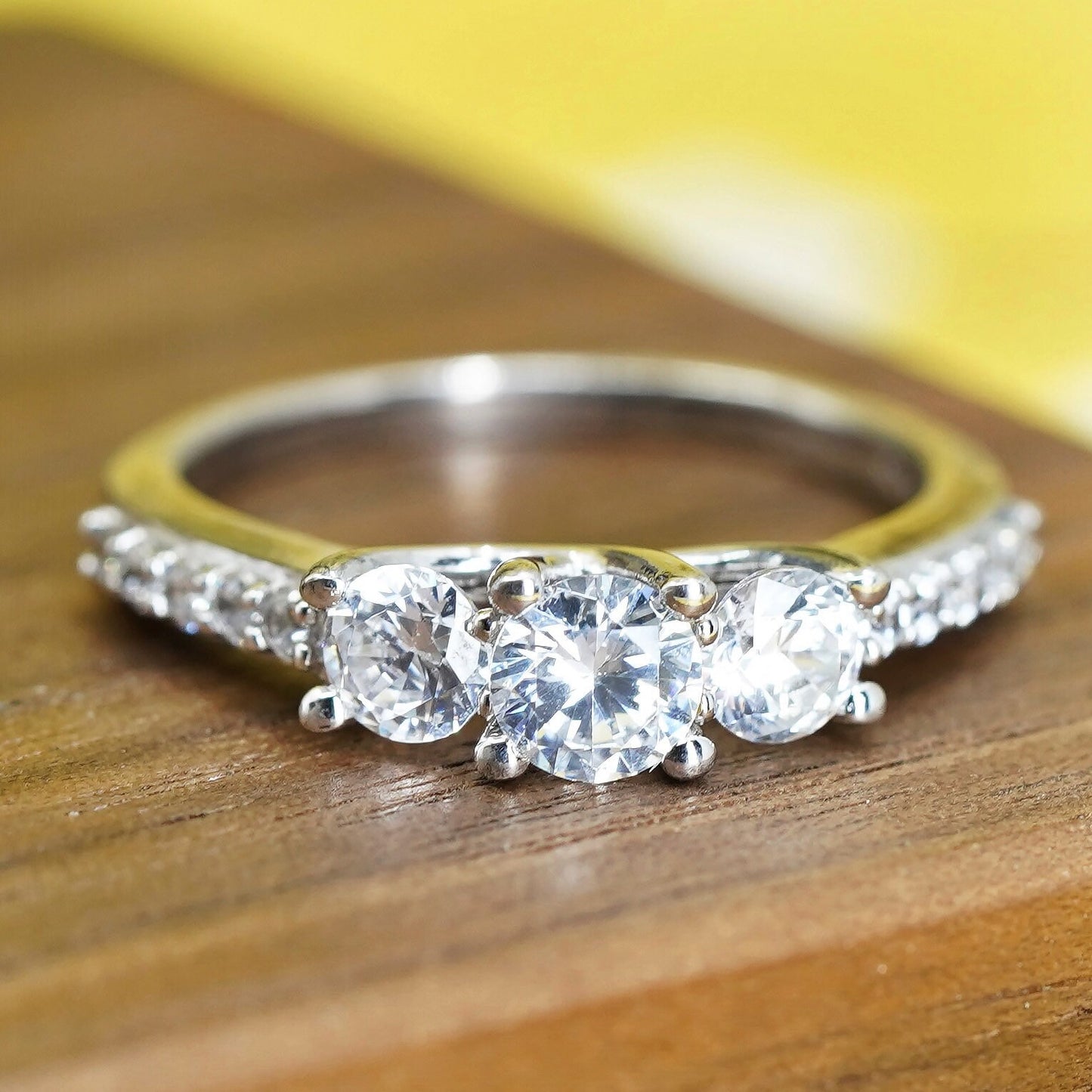 Size 8, vintage Sterling silver handmade ring, 925 engagement band with cz