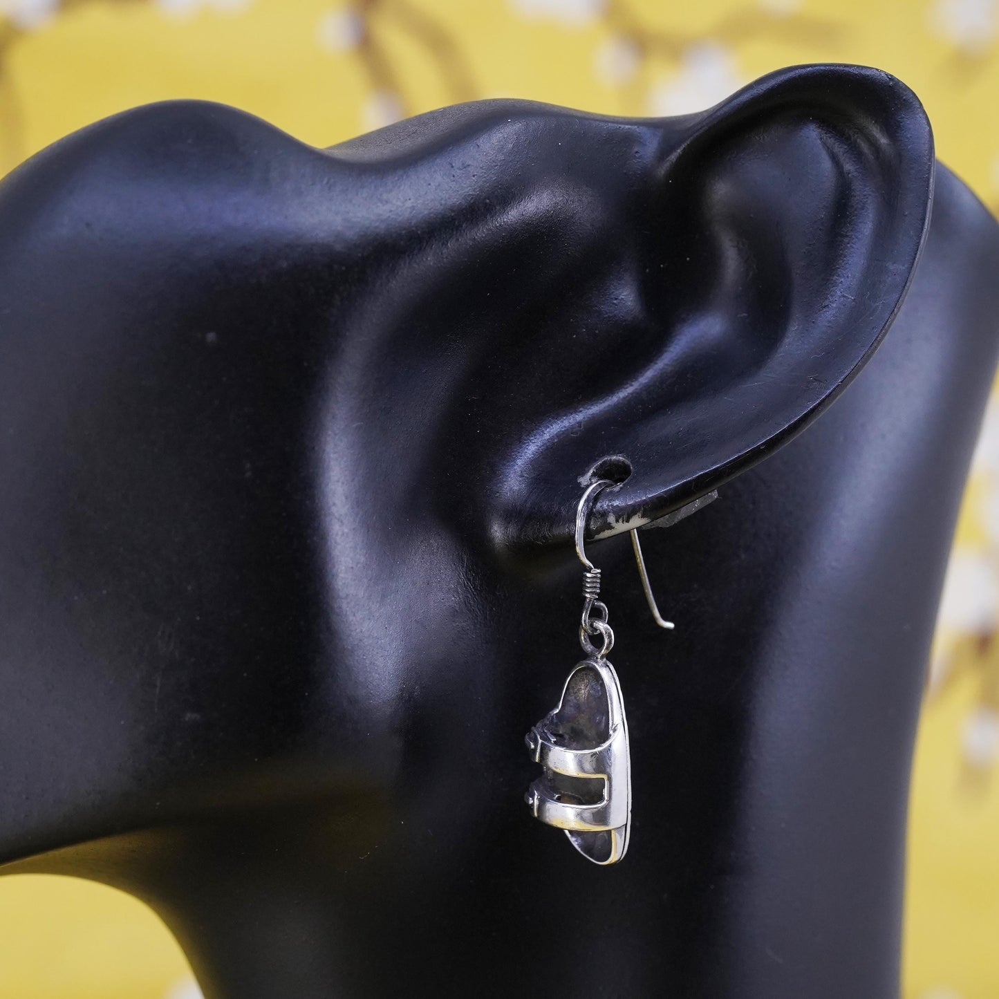 Vintage Sterling silver handmade earrings, 925 sandal shoe drops