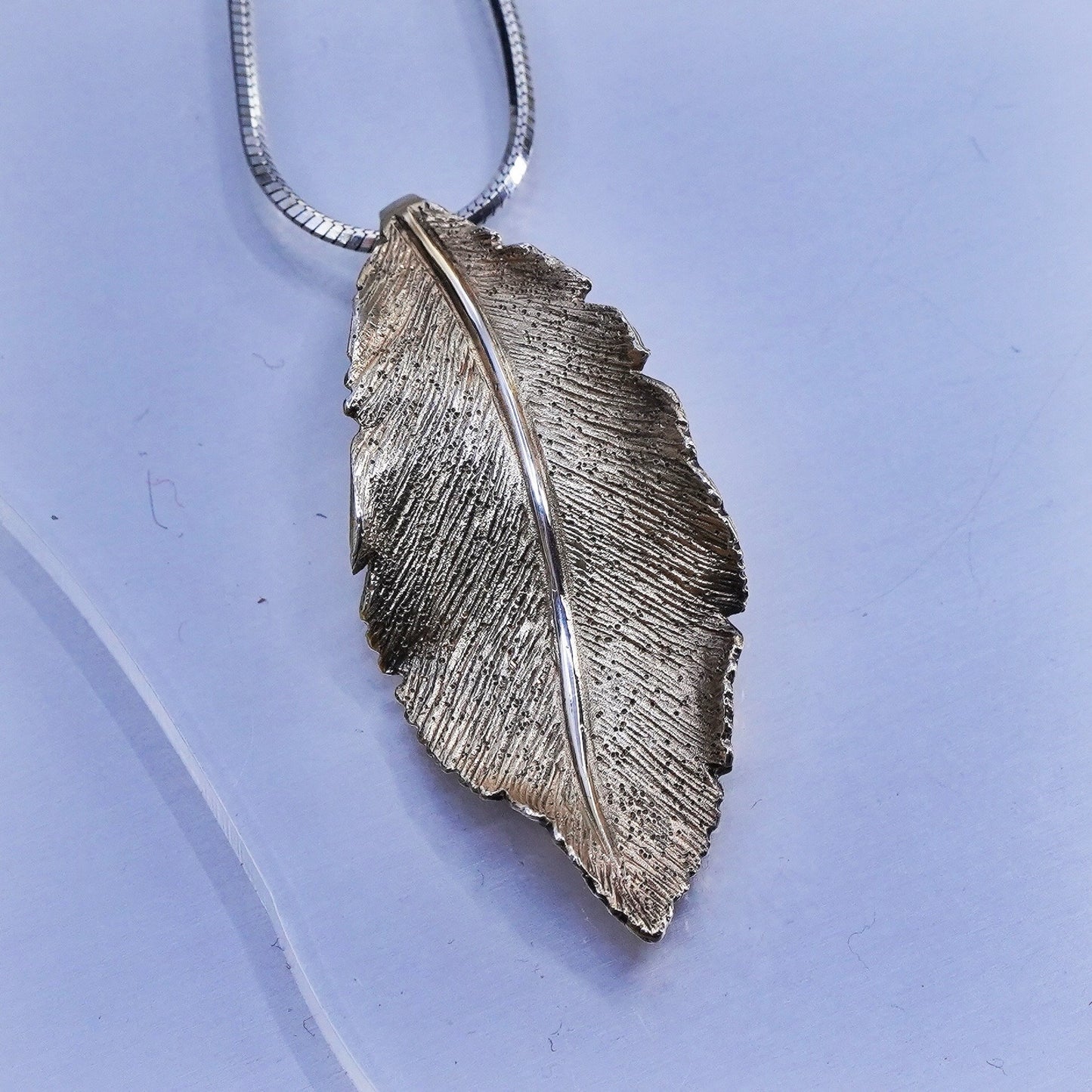 16+2” Dyadema vermeil gold over Sterling 925 silver snake necklace leaf pendant