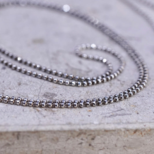 30", 1mm, vintage Italian Sterling silver handmade necklace, 925 bead chain