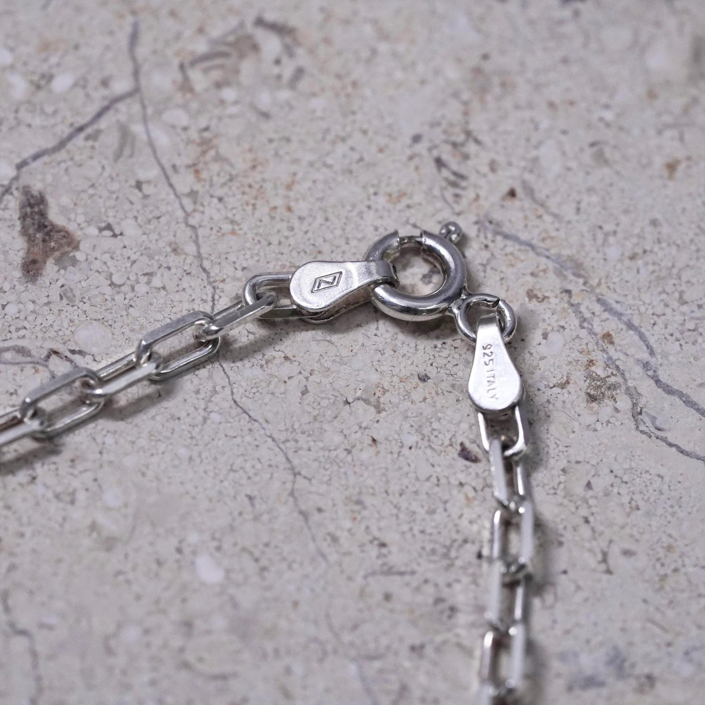 16", 3mm, vintage Sterling silver handmade necklace, 925 elongated link chain