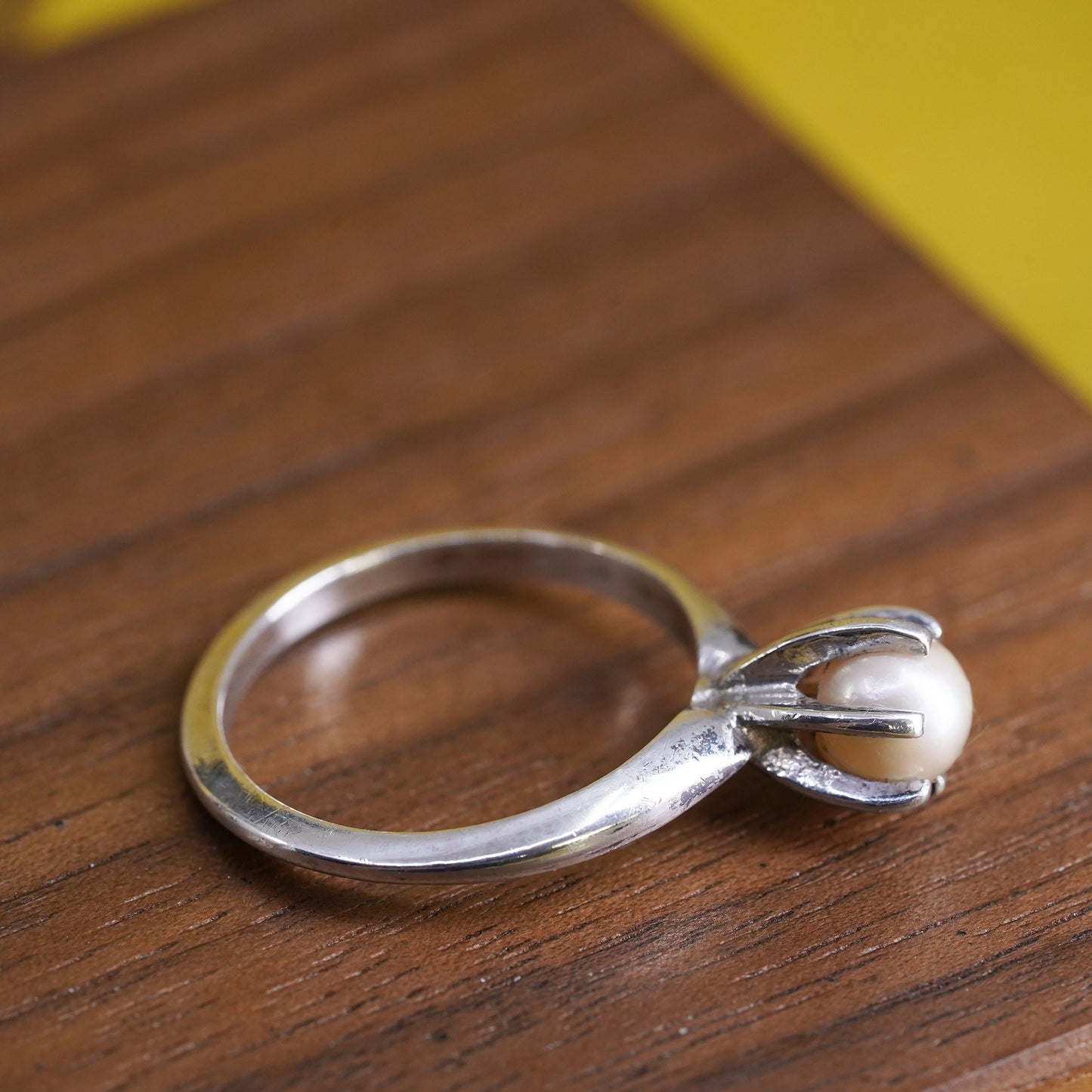 Size 6.5, Sarah Coventry pearl Ring, sterling silver 925 Jewelry, Mid Century