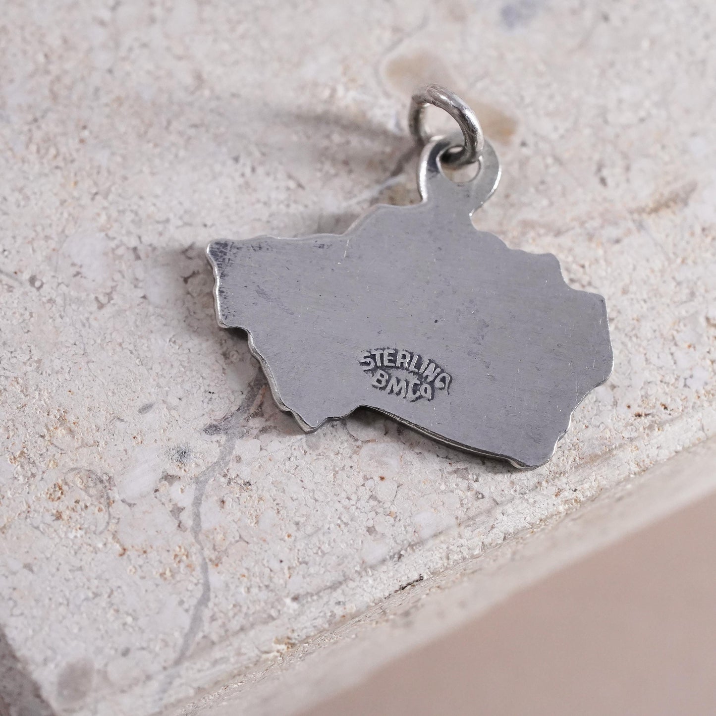 Vintage sterling silver handmade Canada tag pendant, 925 world traveler