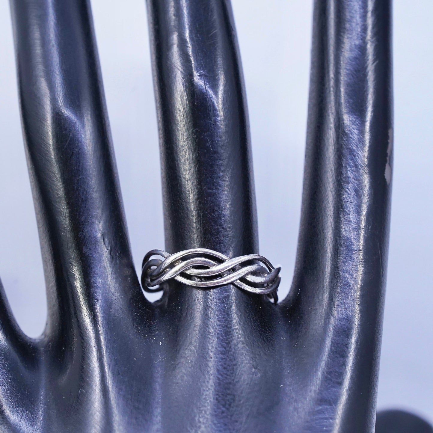 Size 9, vintage modern Sterling 925 silver handmade ring, wavy band