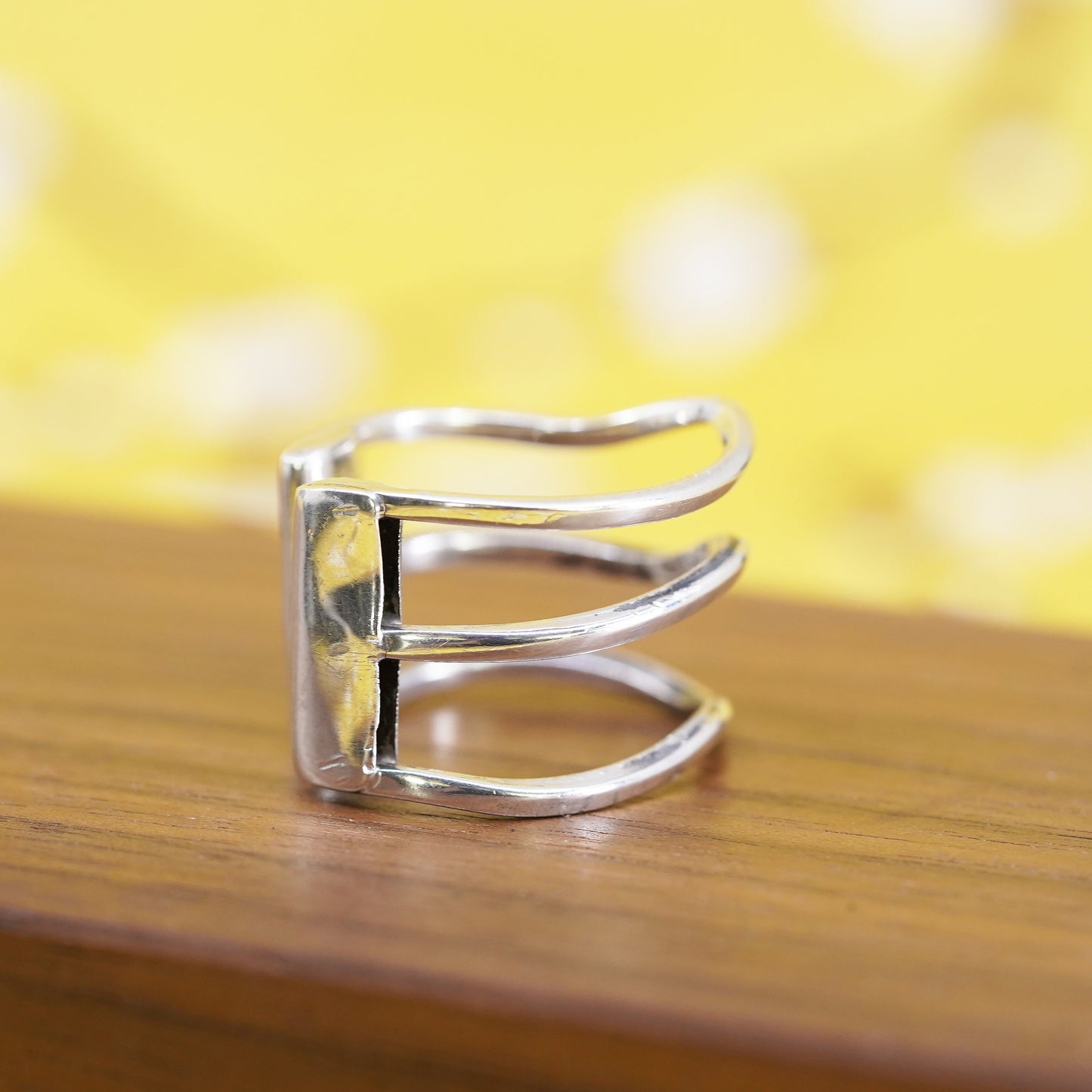 Size adjustable, vintage Sterling silver handmade ring, 925 band, open end