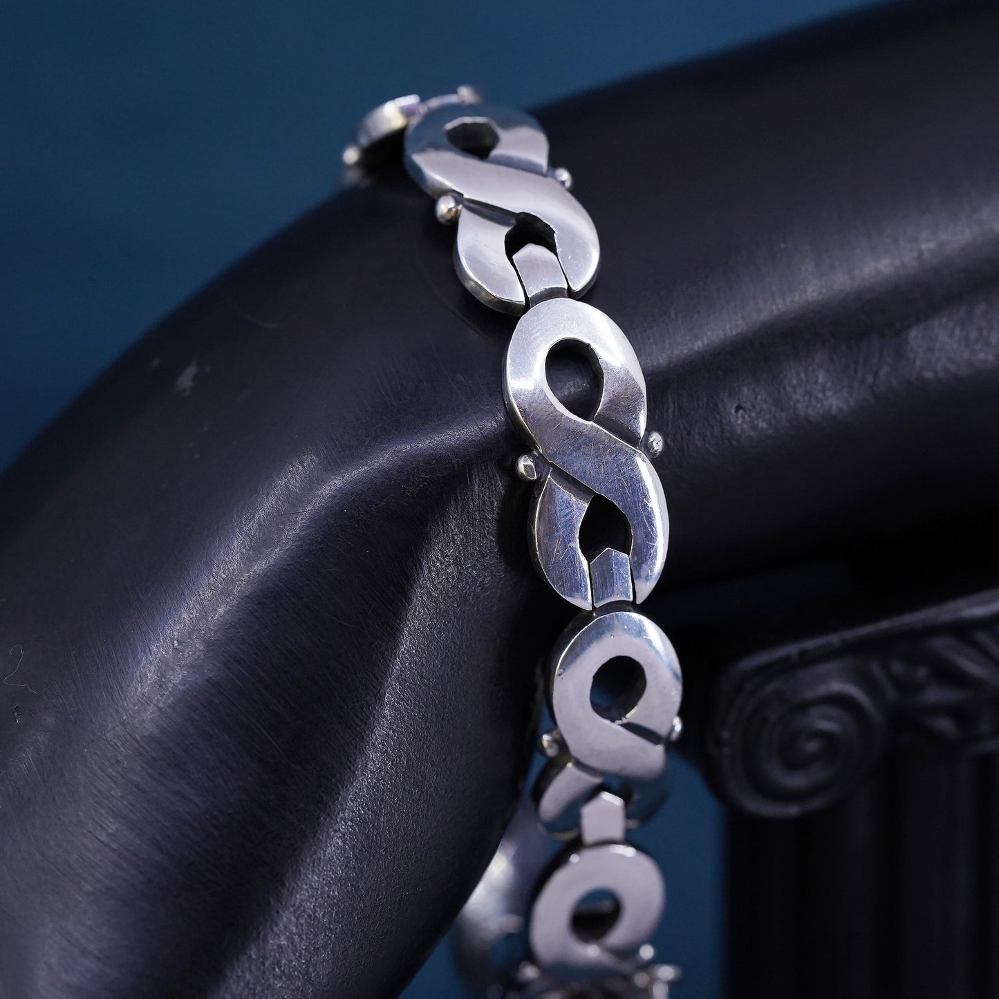7”, Taxco Mexican Sterling silver bracelet, soild heavy 925 tennis bracelet