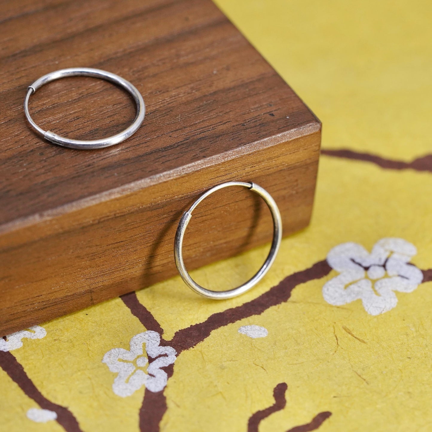 0.75”, Vintage Sterling silver handmade earrings, 925 hoops