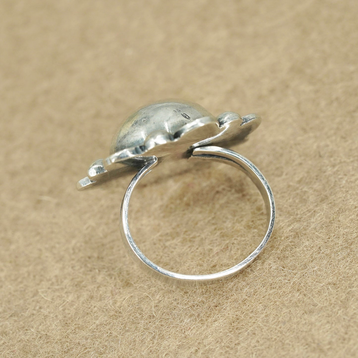 Size 6.75, vintage Mexico Sterling 925 silver handmade ring, beads band