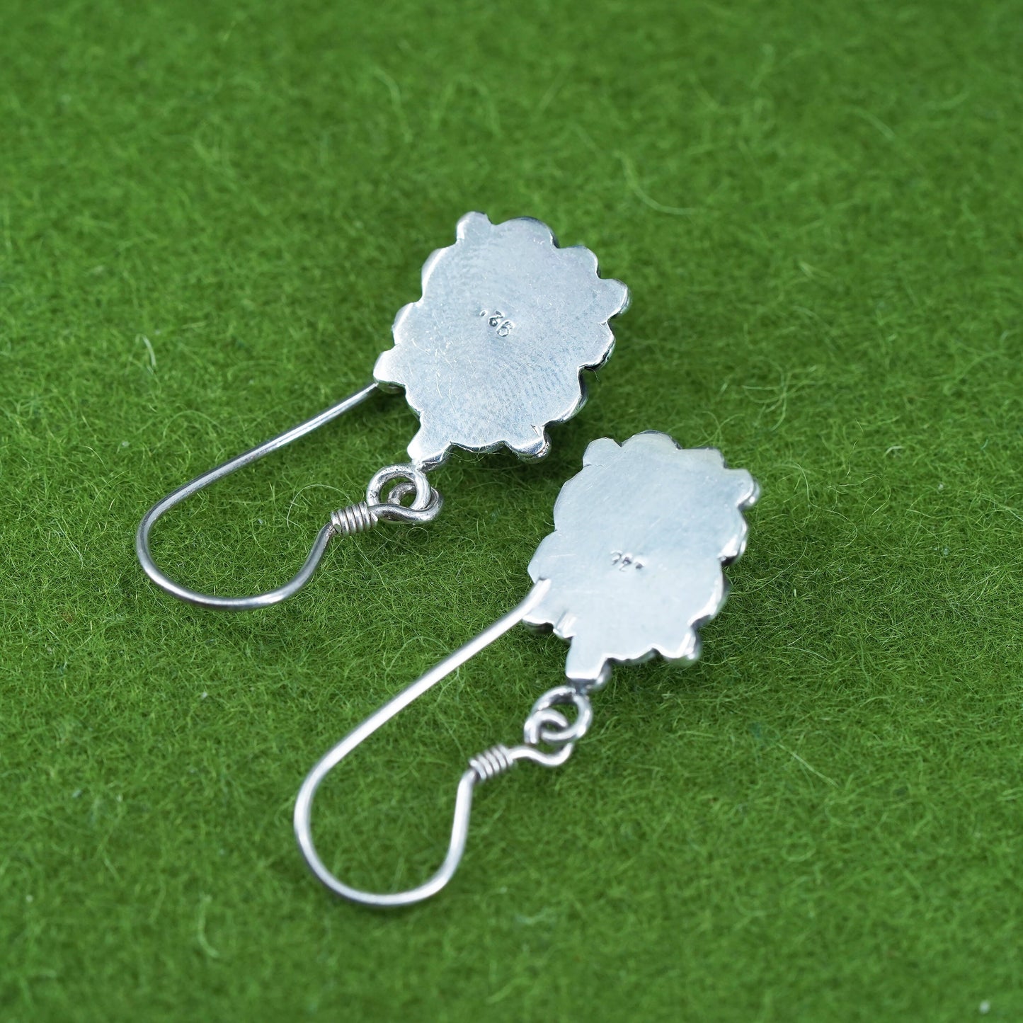 Vintage sterling silver 925 handmade earrings with blue topaz and sprial detail
