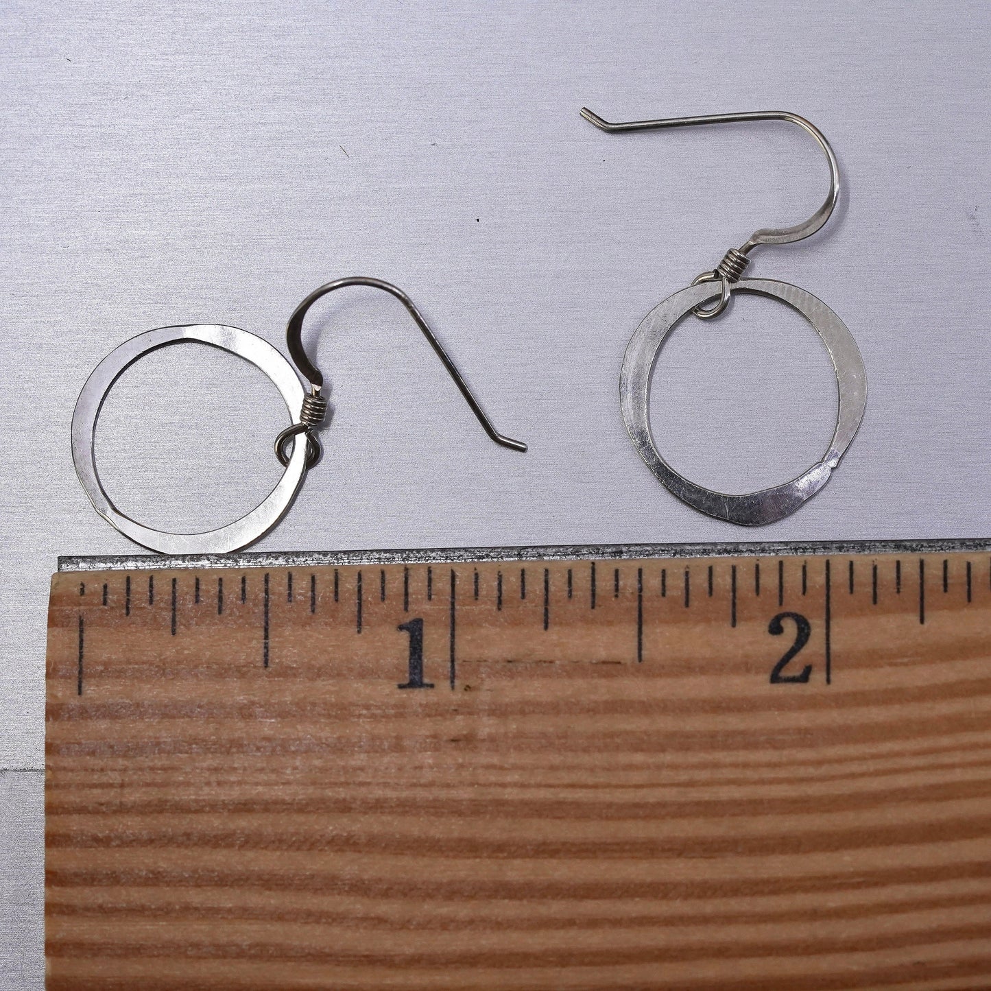 Vintage Sterling silver handmade earrings, 925 circles dangle