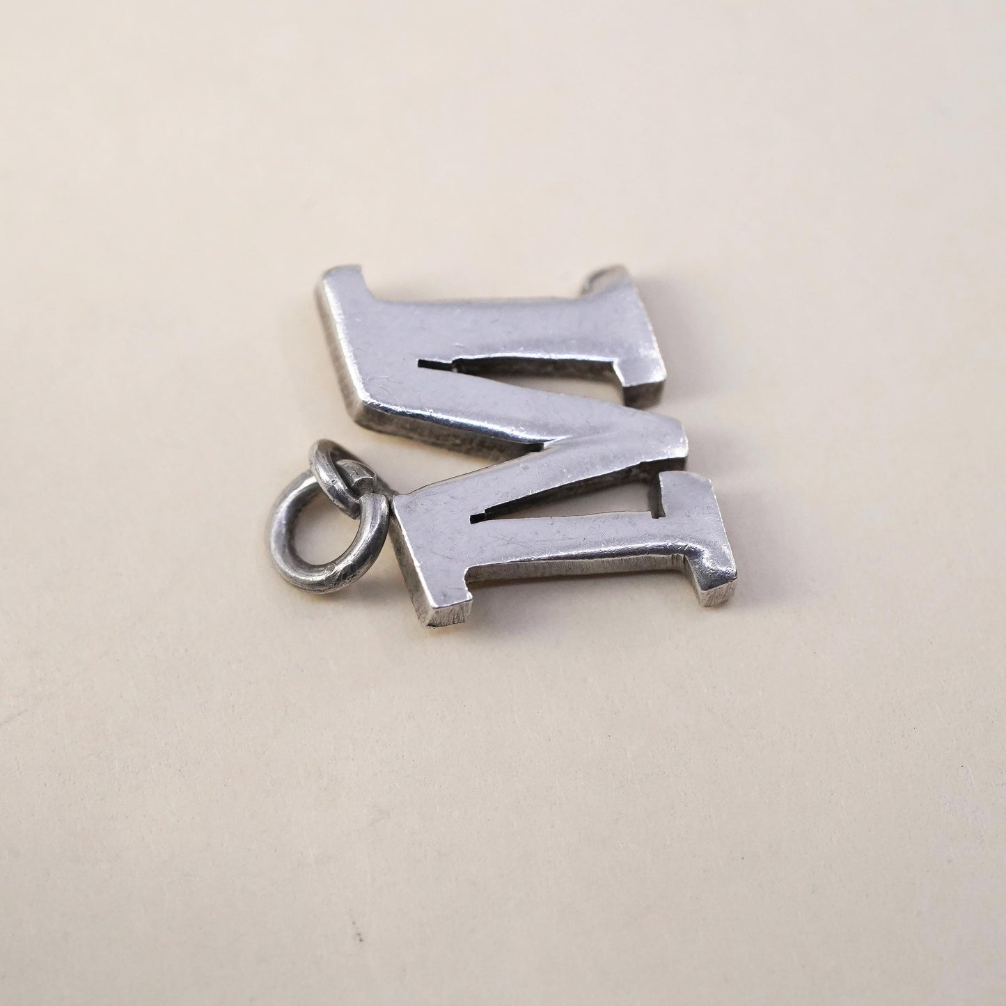 Vintage sterling silver handmade pendant, 925 charm engraved letter “M”