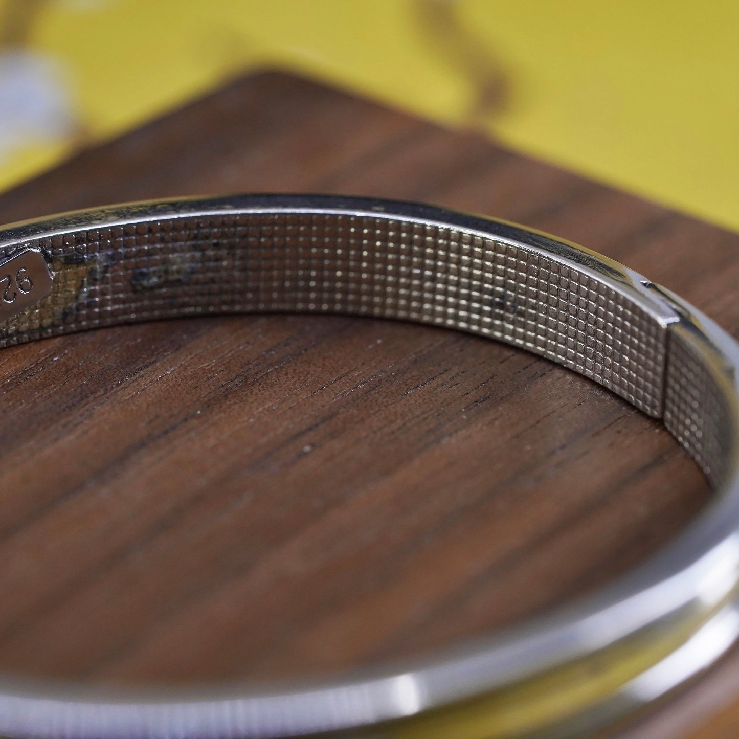 7”, Vintage minimalist sterling silver handmade bracelet, 925 hinged bangle