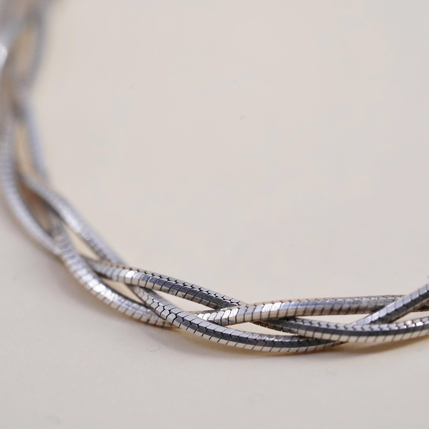 7”, Dyadema Italian multi strands sterling silver bracelet, 925 woven snake