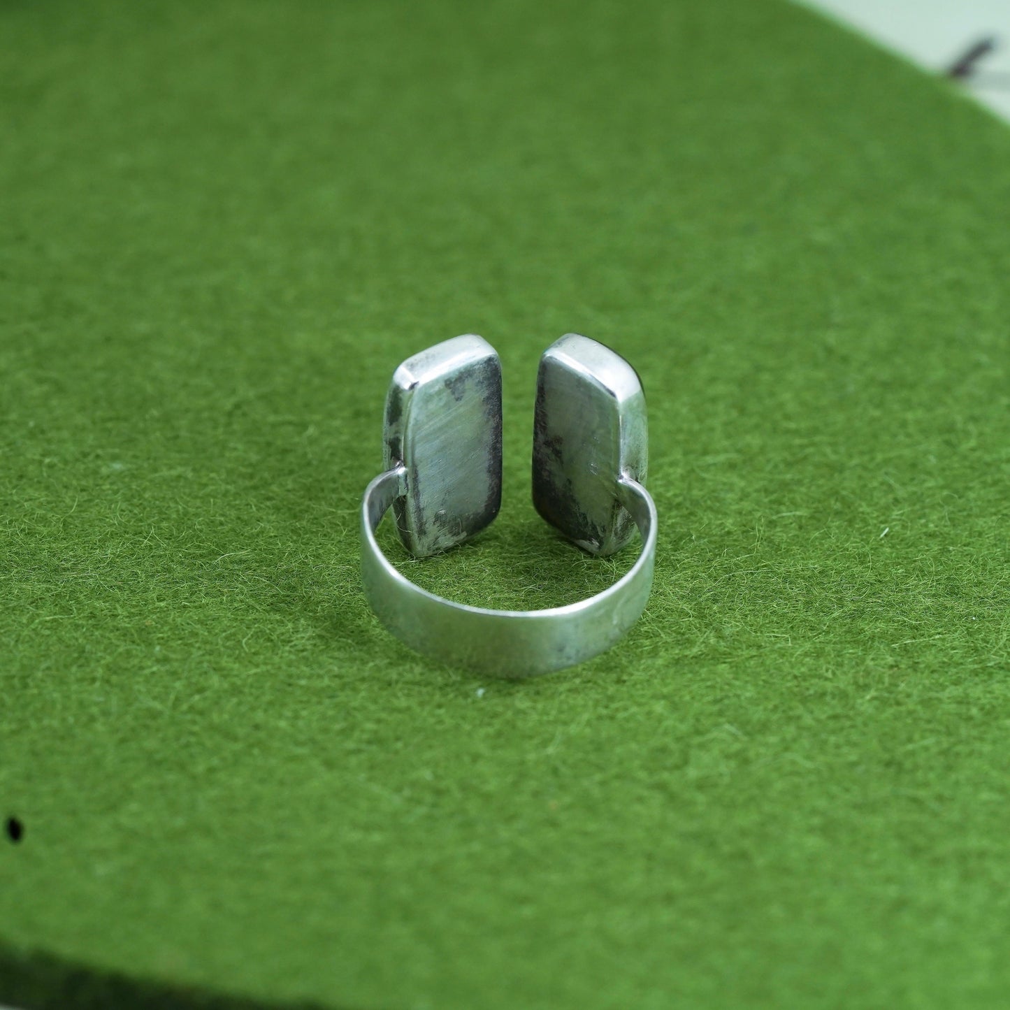 Size adjustable, vtg Mexican sterling 925 silver handmade band ring black onyx
