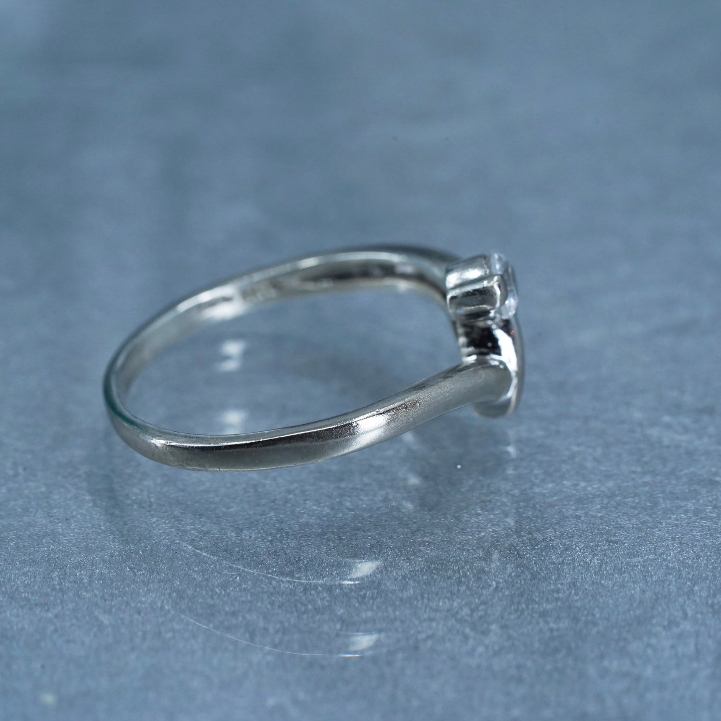 Size 6.25, vintage Sterling 925 silver handmade engagement ring with Cz