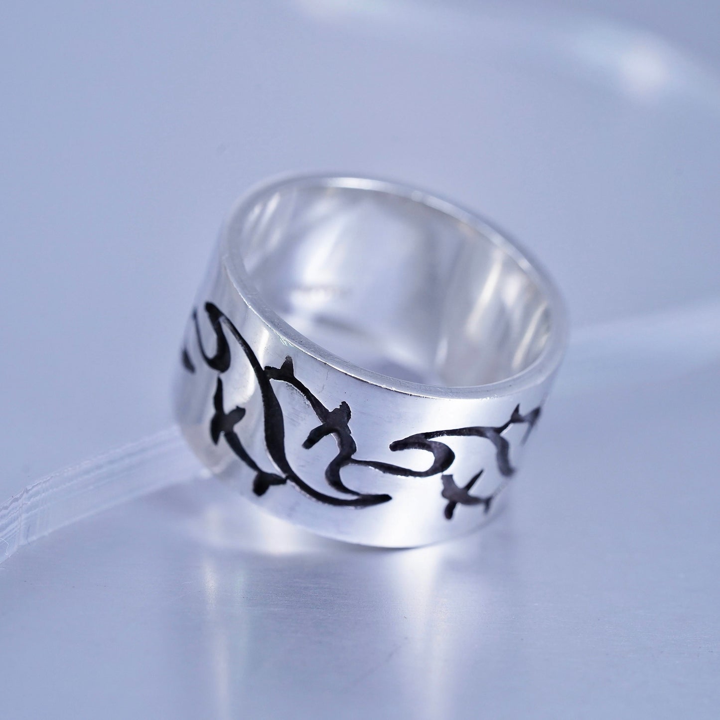 Size 11.5, Native American southwestern Sterling 925 silver ring, wide band