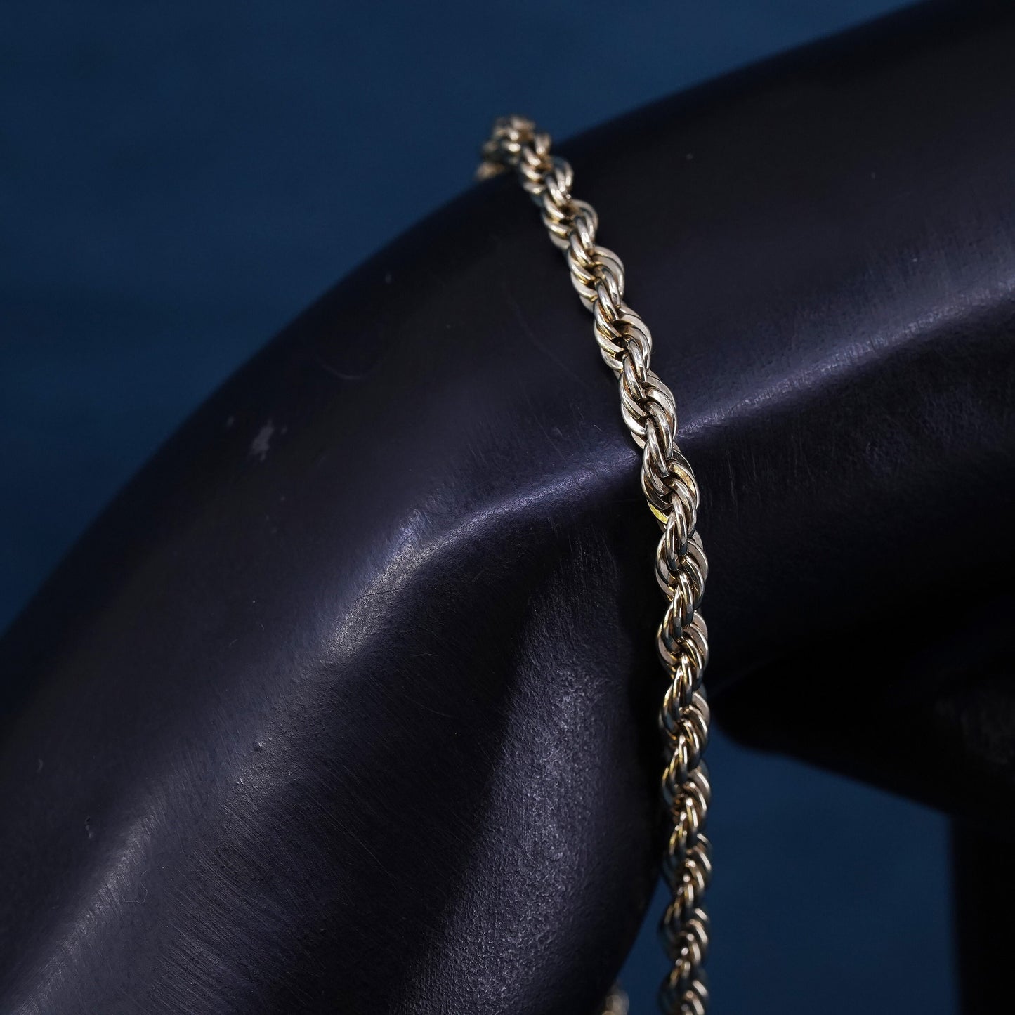 7.75" Danecraft gold over Sterling silver handmade bracelet, 925 rope chain