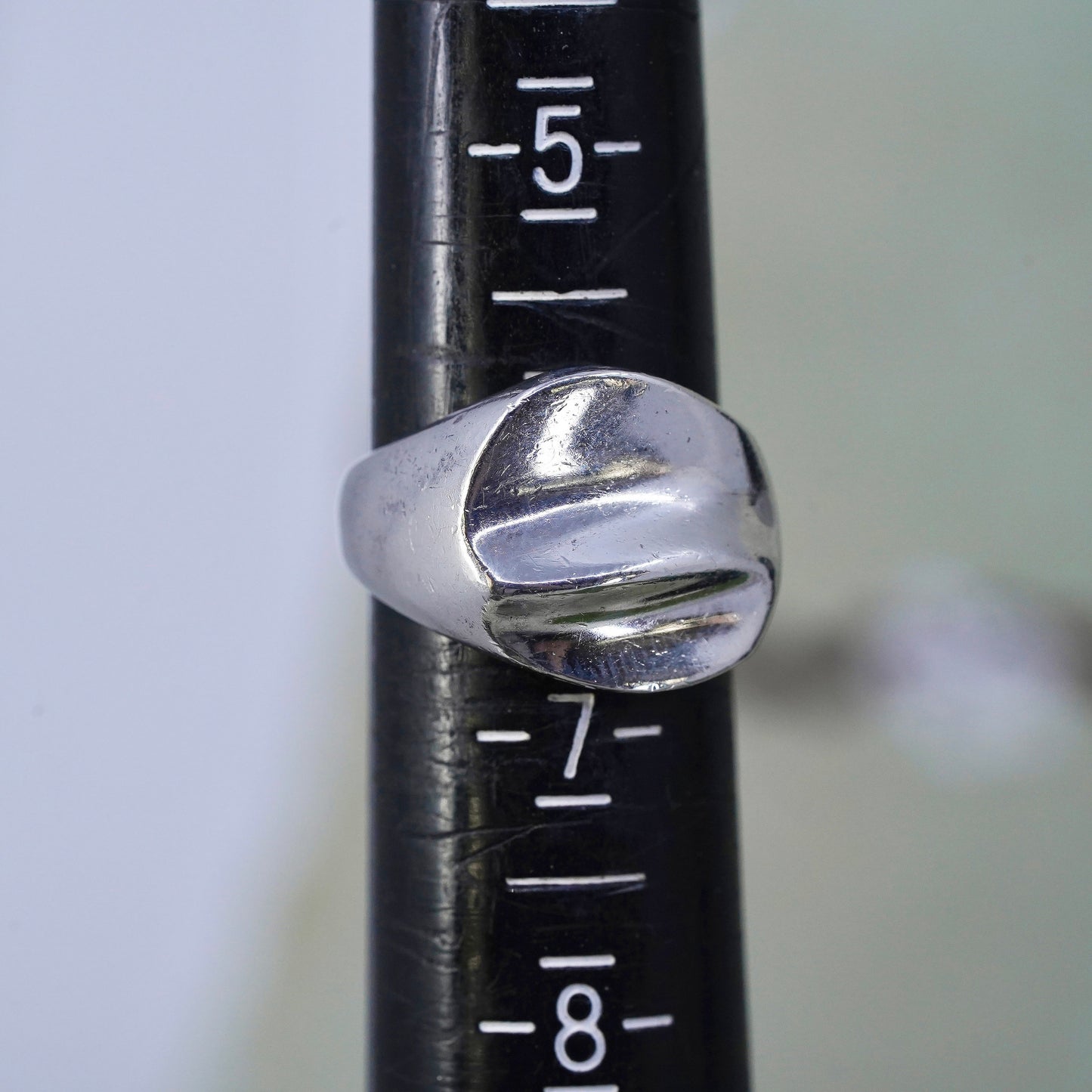 Size 6, vintage sterling silver handmade ribbed ring, Mexico 925 statement band