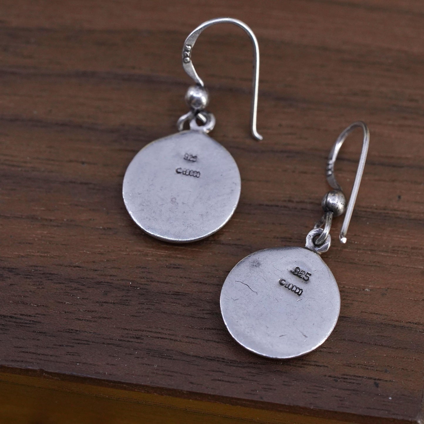 Vintage Bocco Sterling Silver Sun Face Dangle Earrings, Stamped 925 Handmade