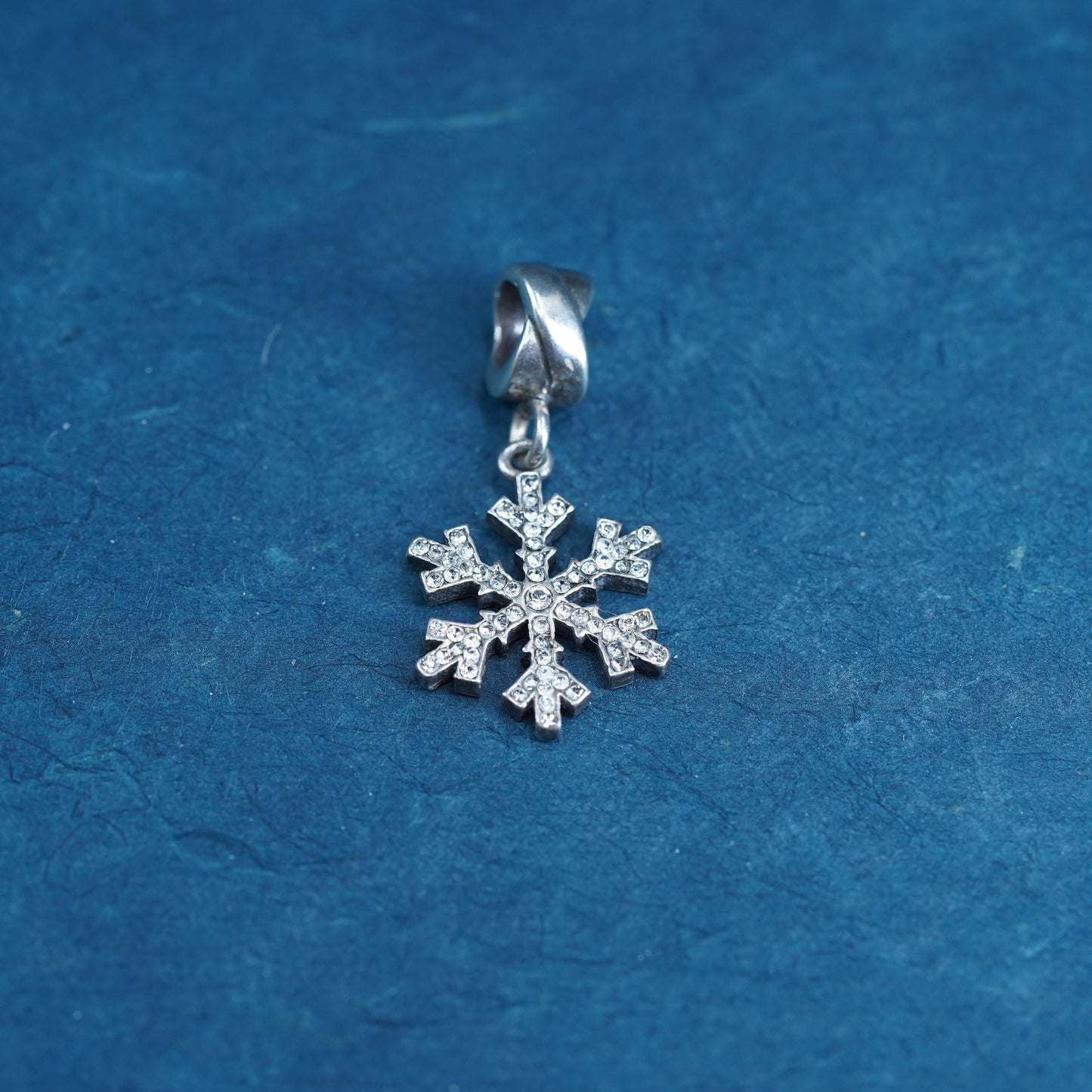 Vintage sterling silver handmade pendant, 925 snowflake charm