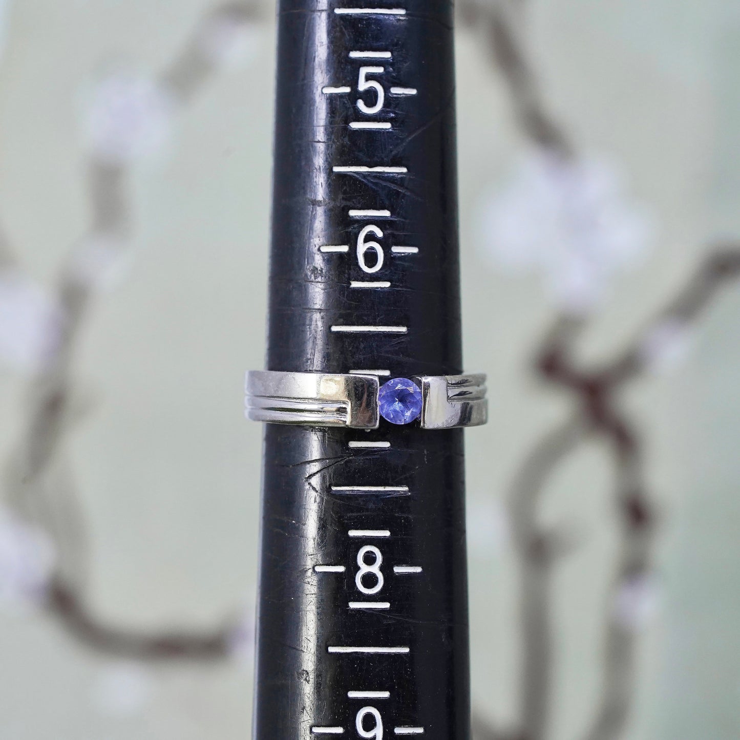 Size 7, vintage Sterling silver handmade cocktail ring, 925 band with amethyst