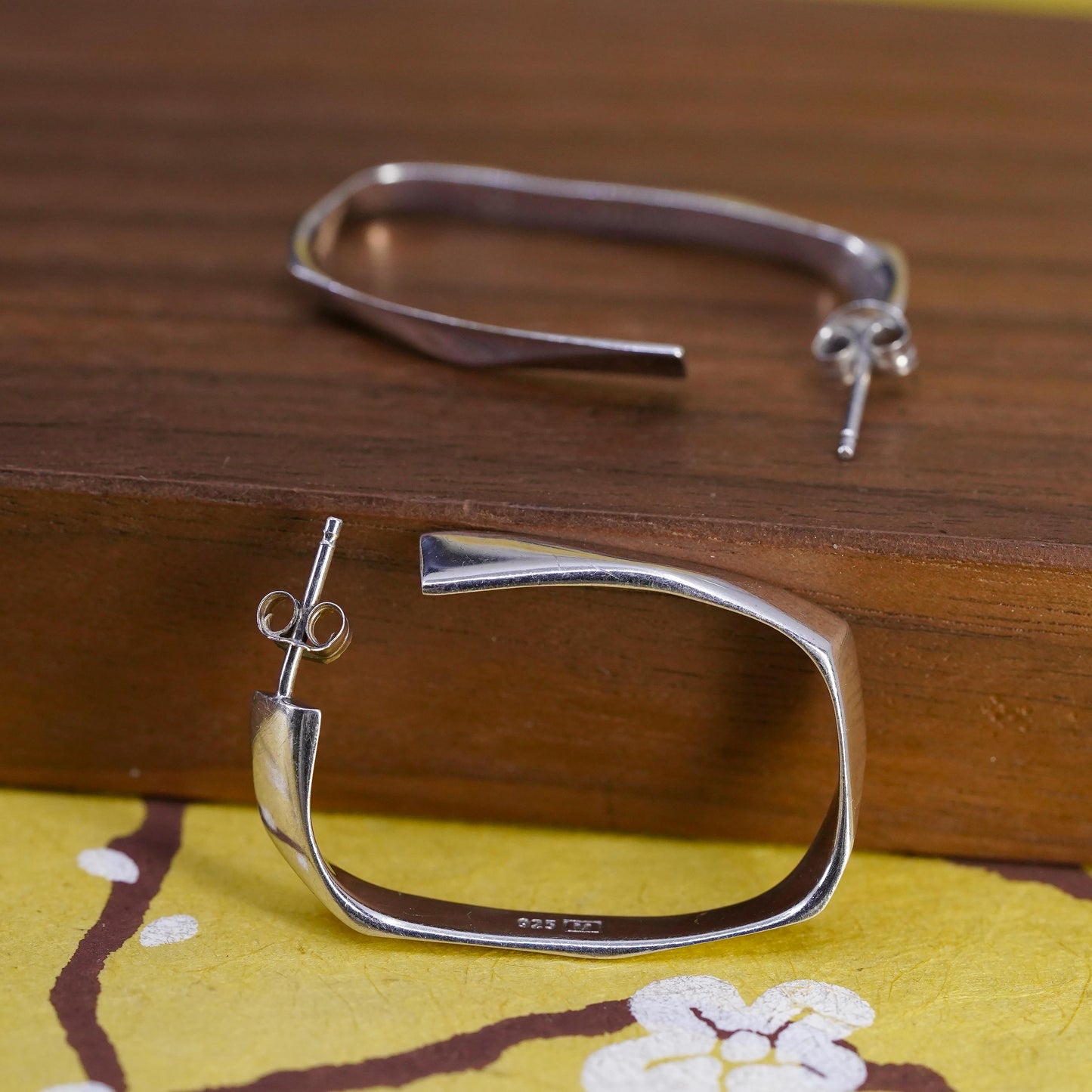 Vintage Sterling silver handmade earrings, 925 huggie, hoops studs