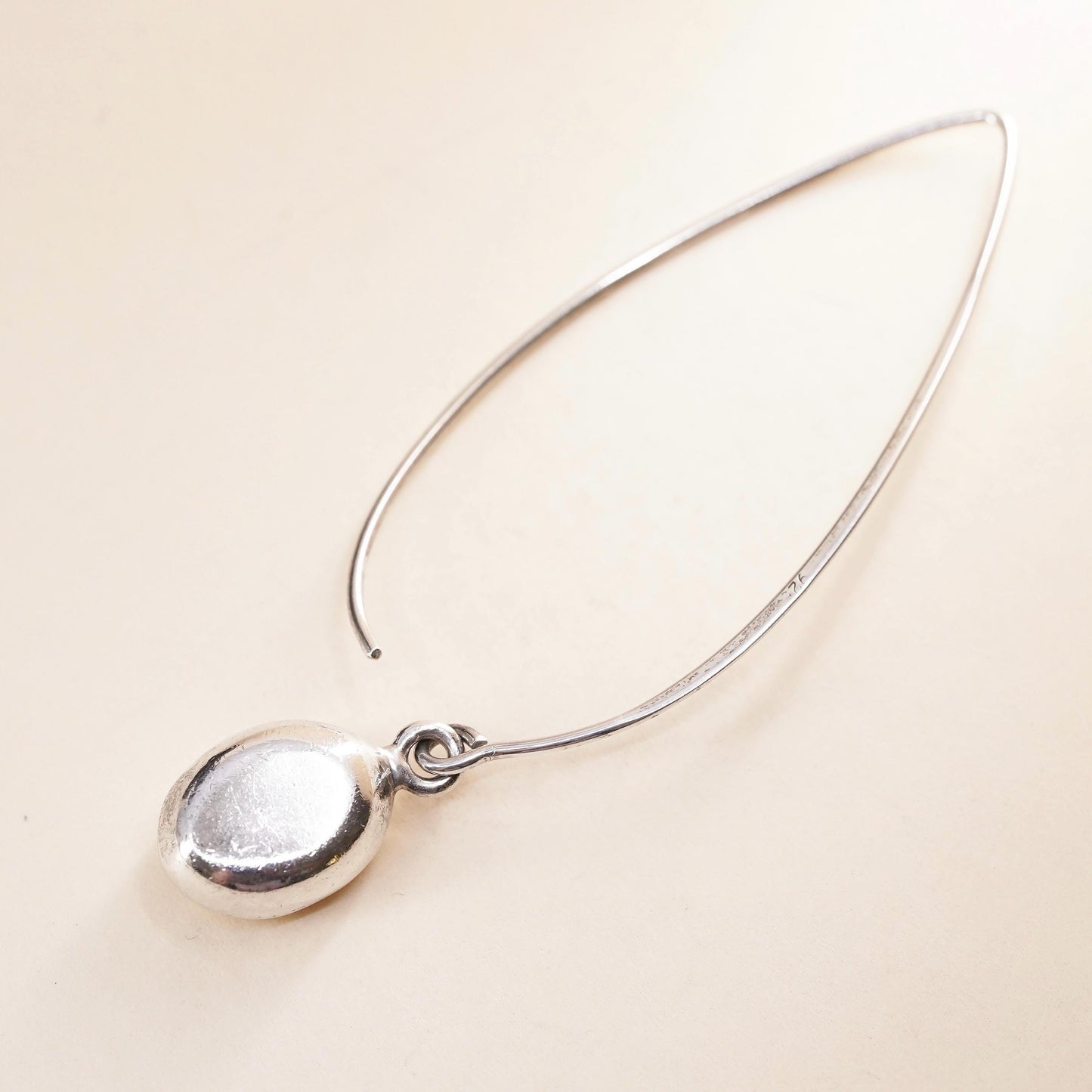 Silpada Sterling 925 silver W2032 Oval Drop Dangle Threader single earring Bean