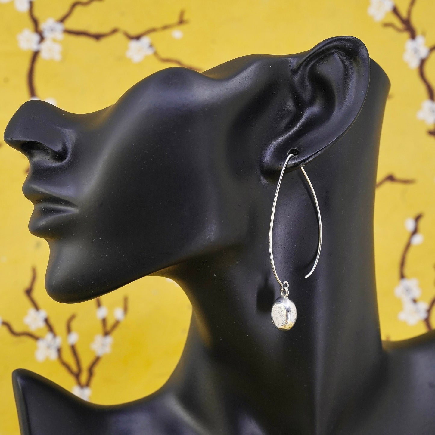 Silpada Sterling 925 silver W2032 Oval Drop Dangle Threader Earrings Bean