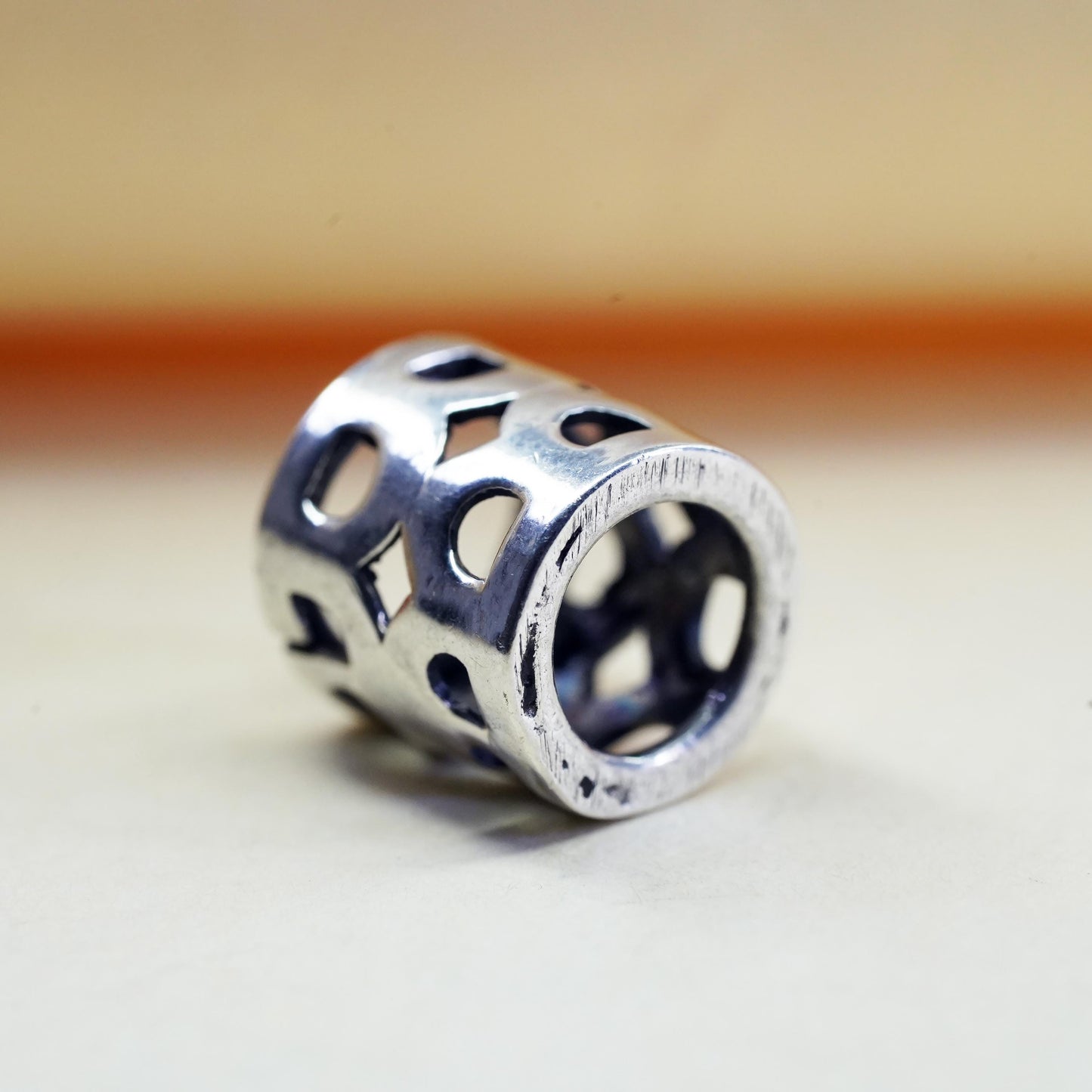 Vintage Sterling silver handmade pendant, 925 slide on bead charm