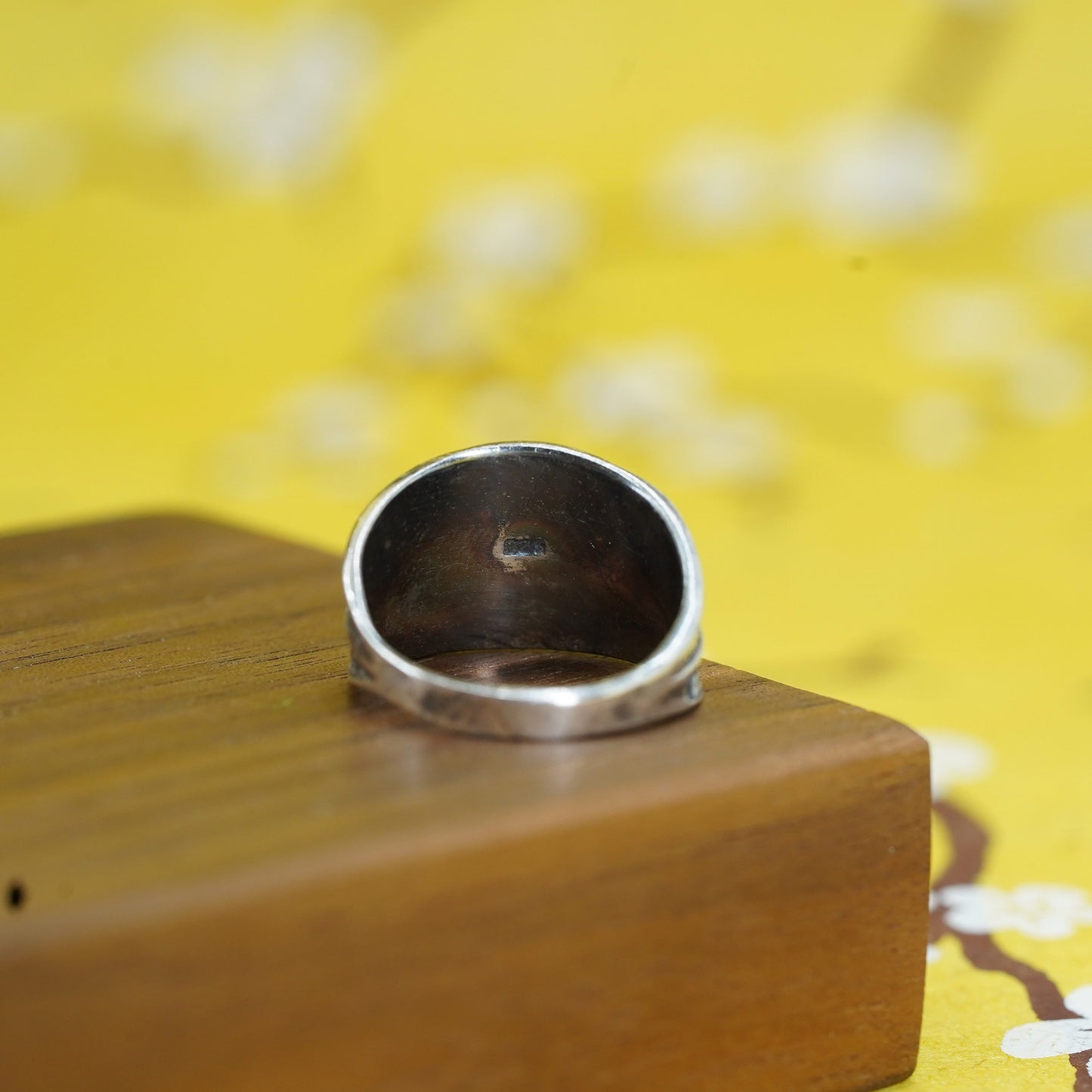 size 8, vintage Sterling silver handmade ring, 925 textured band