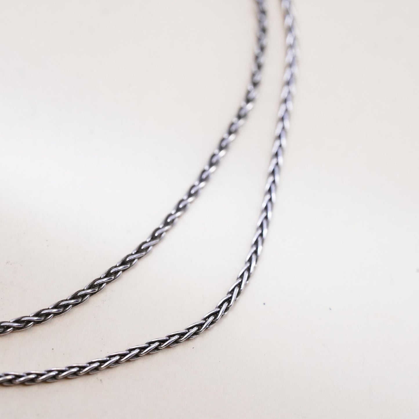20" 1mm, vintage Italian Sterling silver necklace, 925 Wheat chain