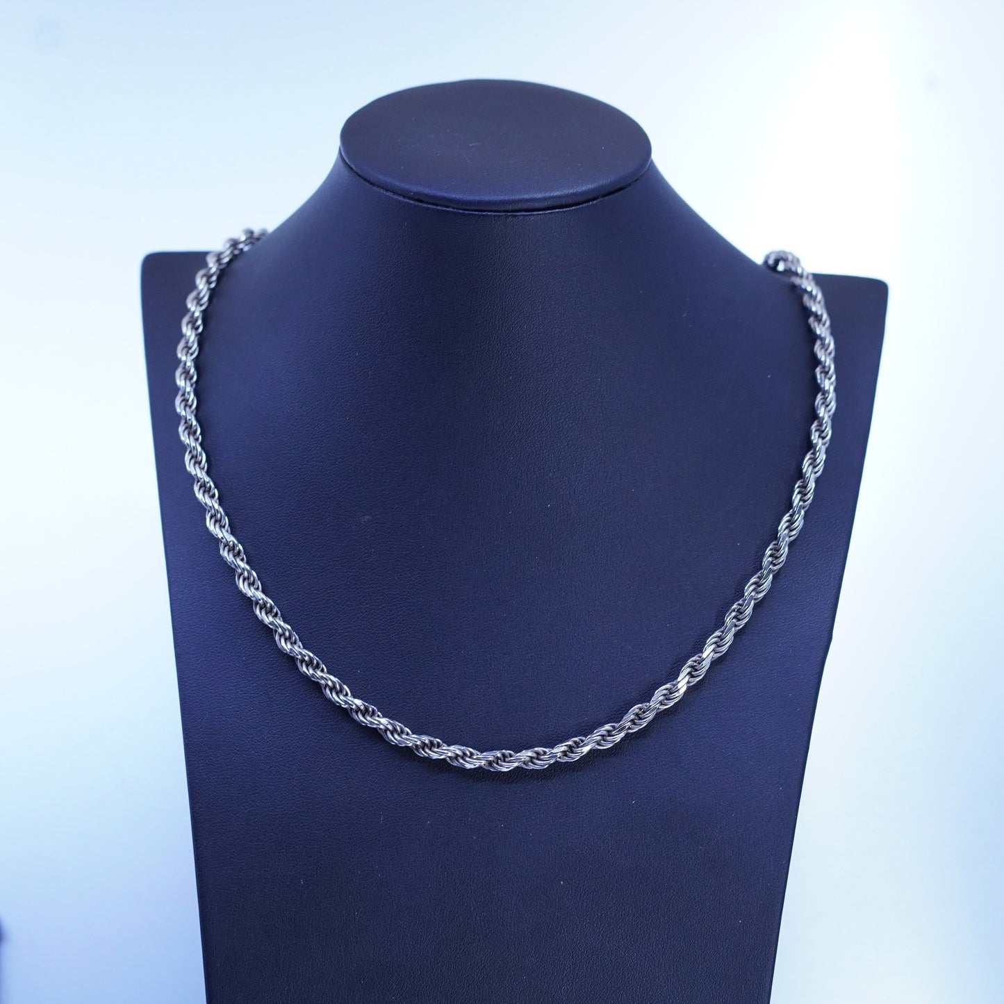 30”, Italian Milor Sterling 925 silver handmade diamond cut rope chain necklace