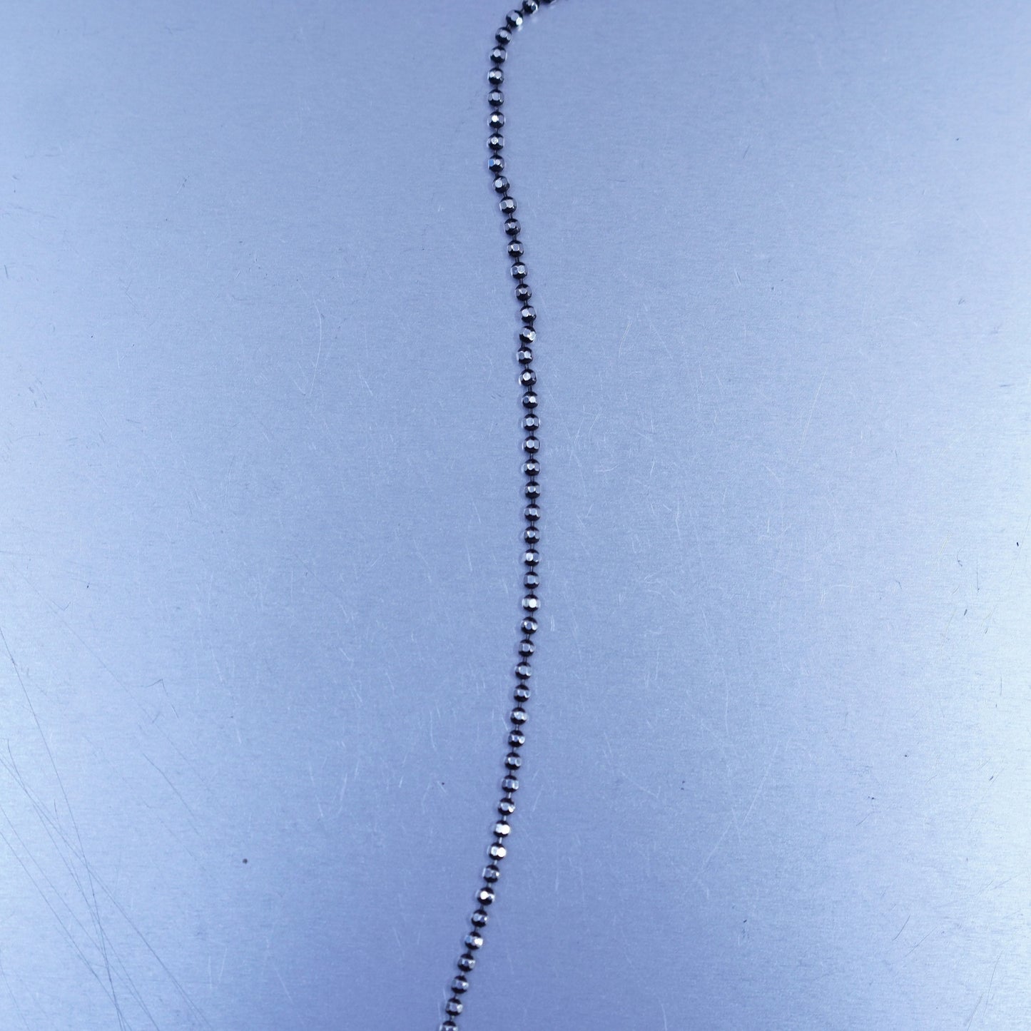 18” 1mm, vintage Italy Sterling 925 silver bead chain necklace