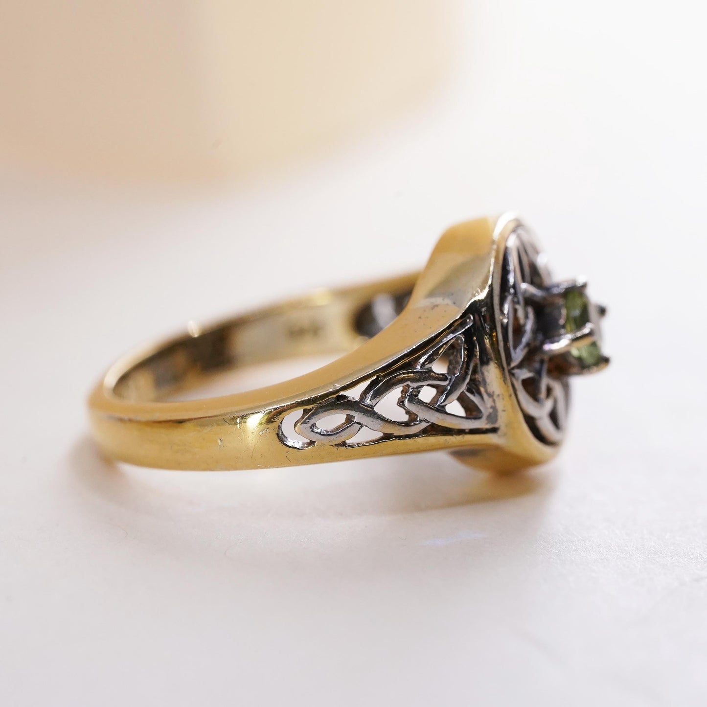 Size 6.5, vermeil gold BGE Sterling 925 silver ring peridot may the road rise