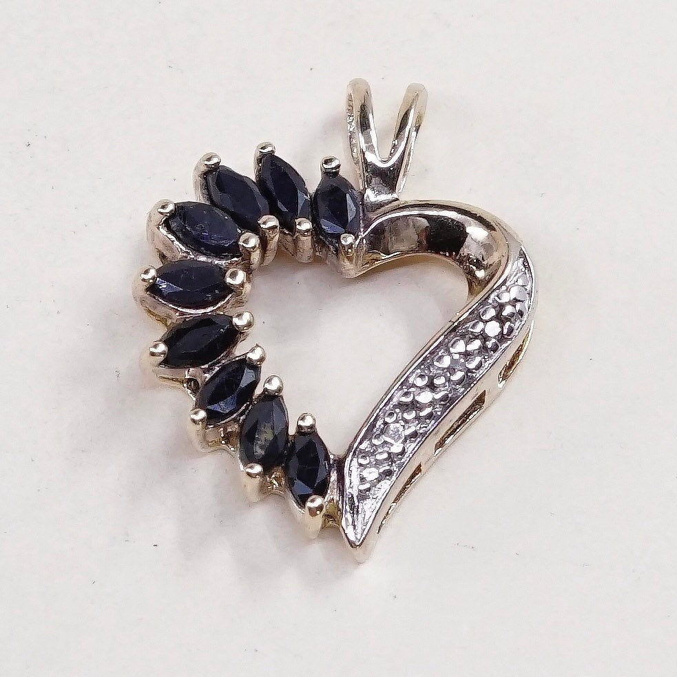 vtg Gold over Sterling silver pendant, 925 teardrop pendant w/ cz