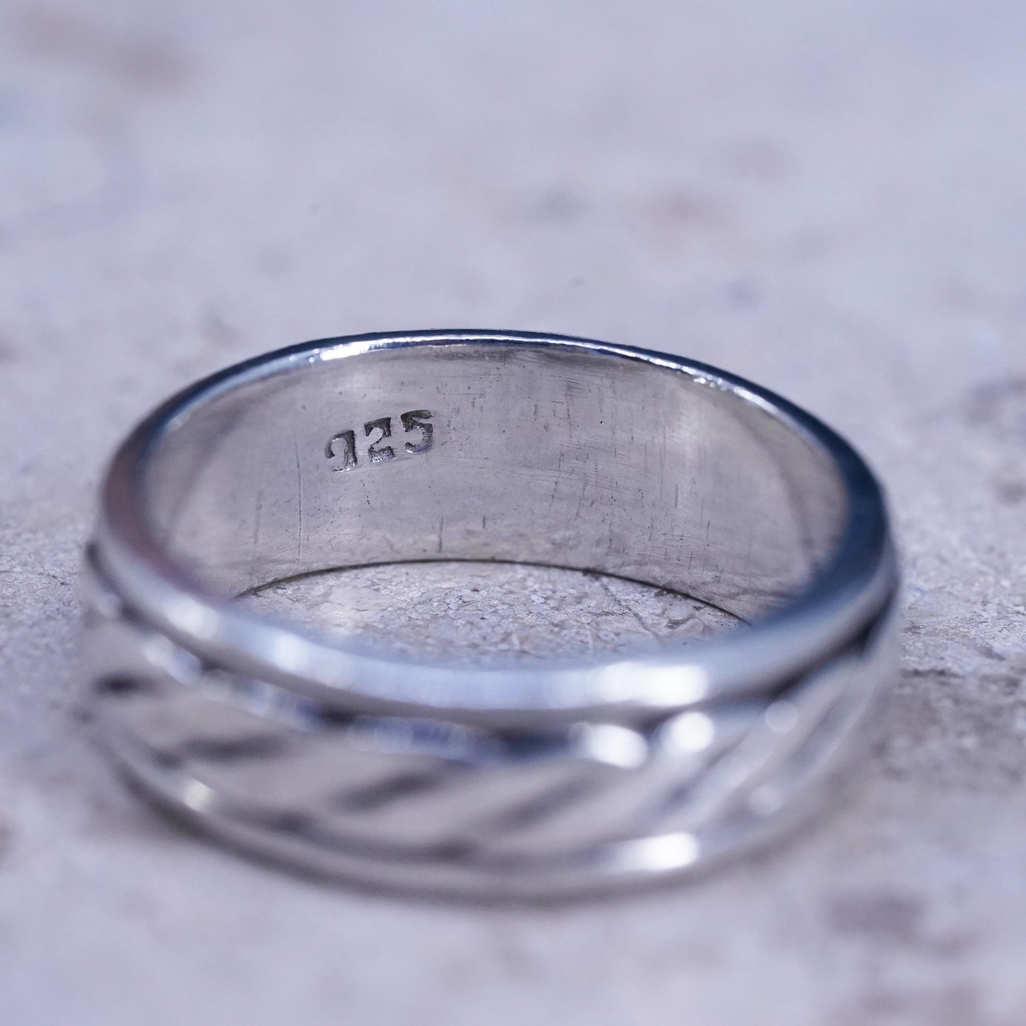 Size 11, vintage sterling silver handmade band, 925 cable spinner ring