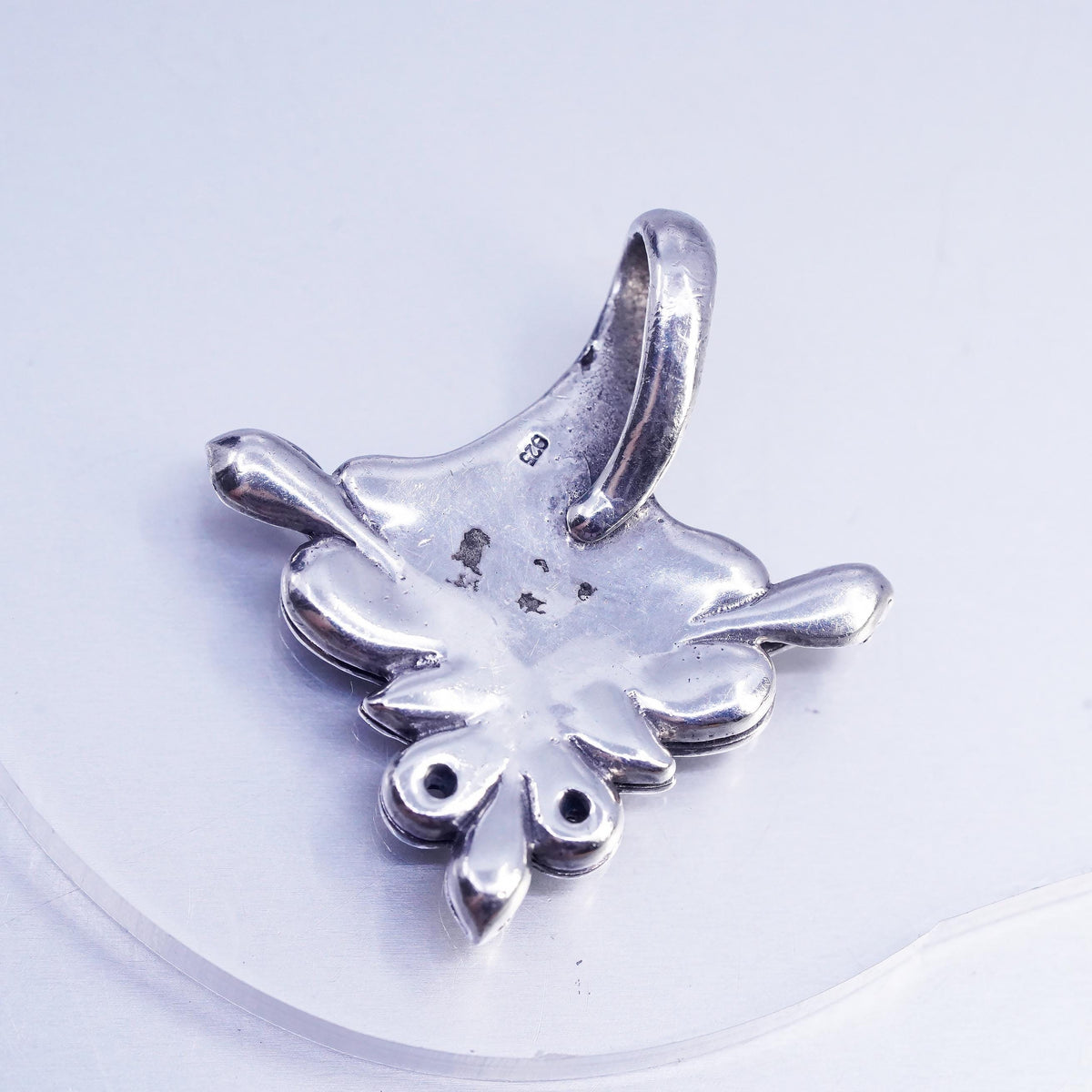 Vintage Sterling Silver 925 Ornate Scrollwork Pendant, Large Bail, Art Nouveau