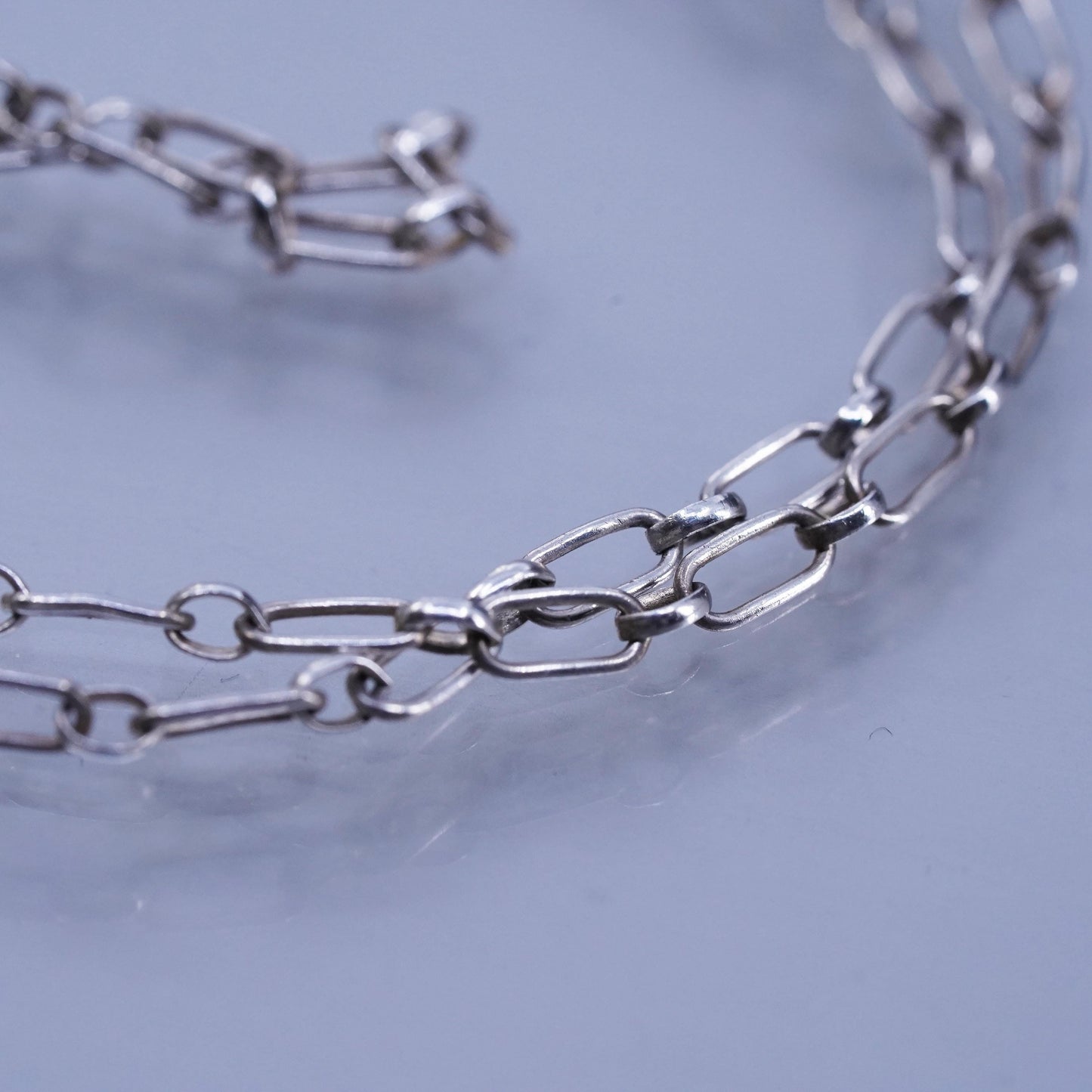 20” 3mm, vintage Sterling 925 silver elongated chain necklace