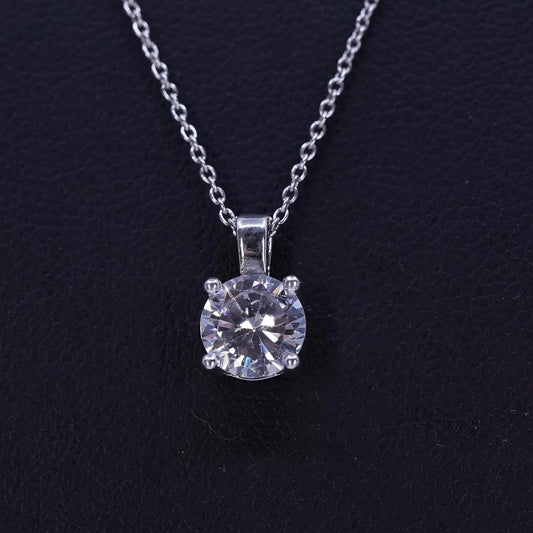 16+2”, Sterling 925 silver handmade circle necklace with cz heart beat pendant
